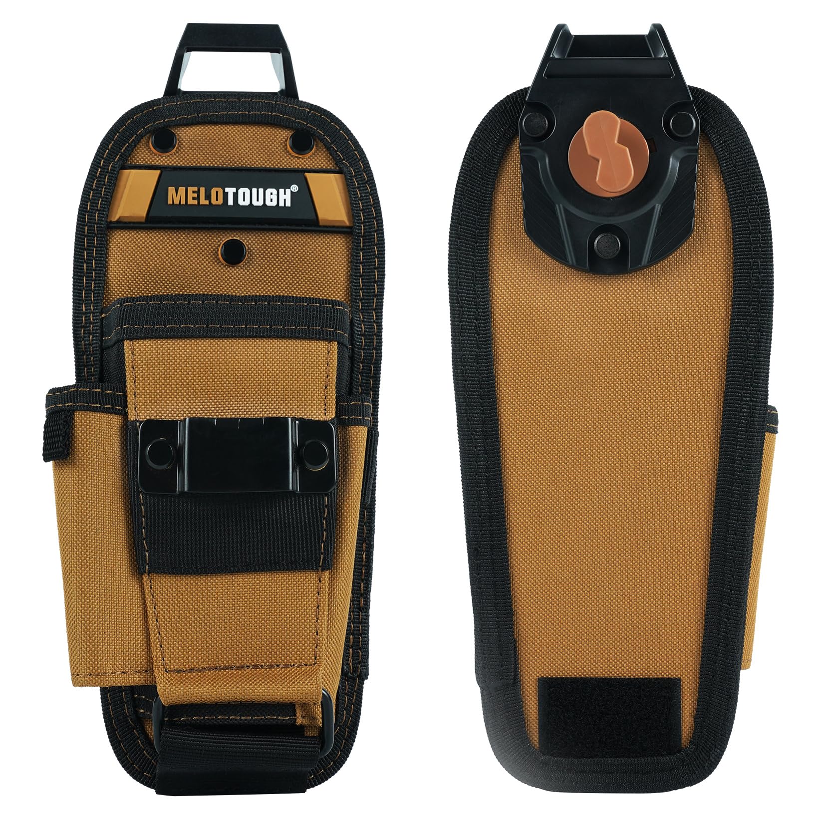 MELOTOUGH Small Tool Pouch with Quick Release Belt Clip - Electrician Tape Measure Clip, Mini Work Organizer Holster & Knife Holder for Electricians, Carpenters, DIY Enthusiasts - Perfect for Construction, Home Repair and Workshop Organization