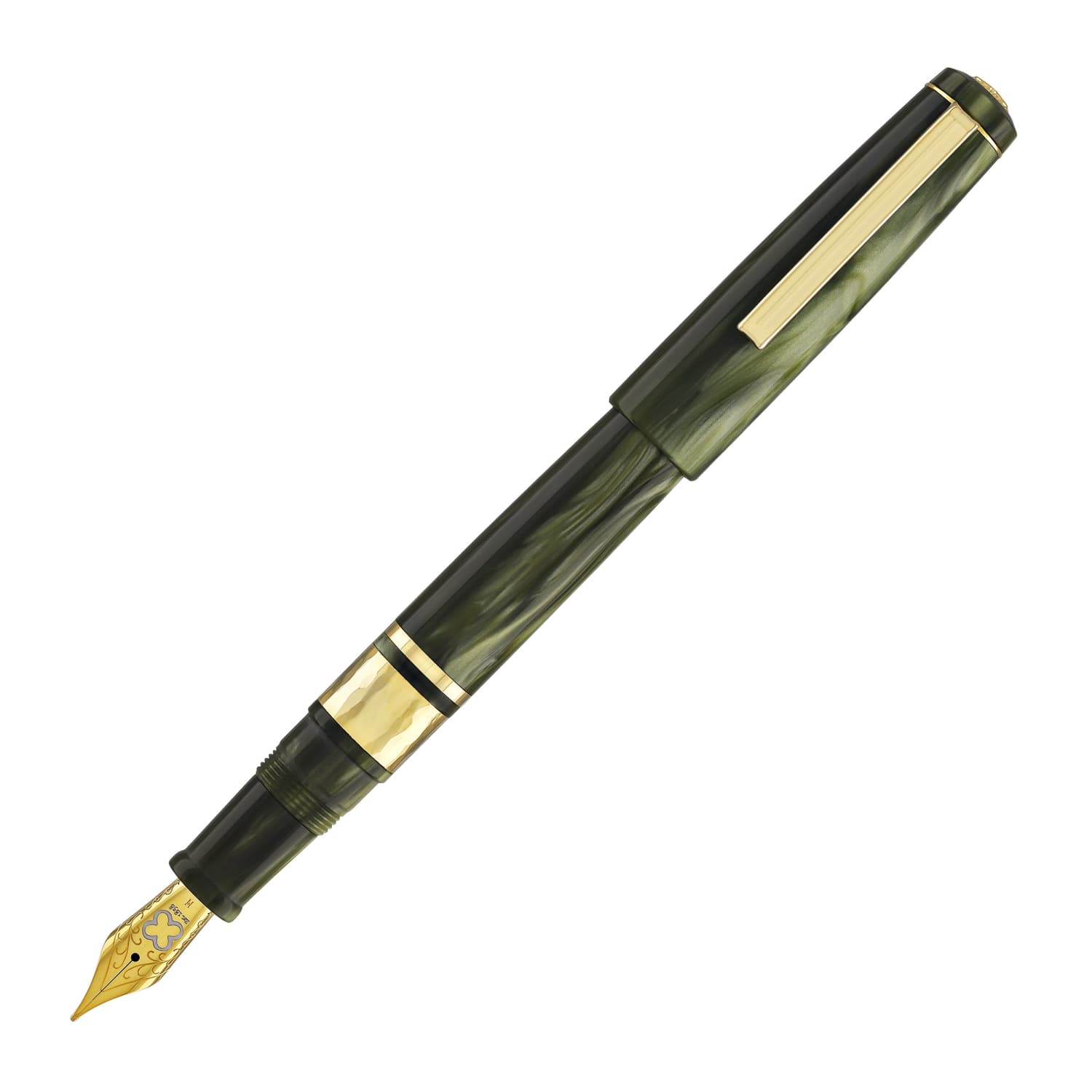Esterbrook Model J Chatoyant Acrylic Fountain Pen - Palm Green with Gold Trim - Luxury Writing Instrument for Professionals & Collectors - Perfect for Office, Journaling & Gift Giving