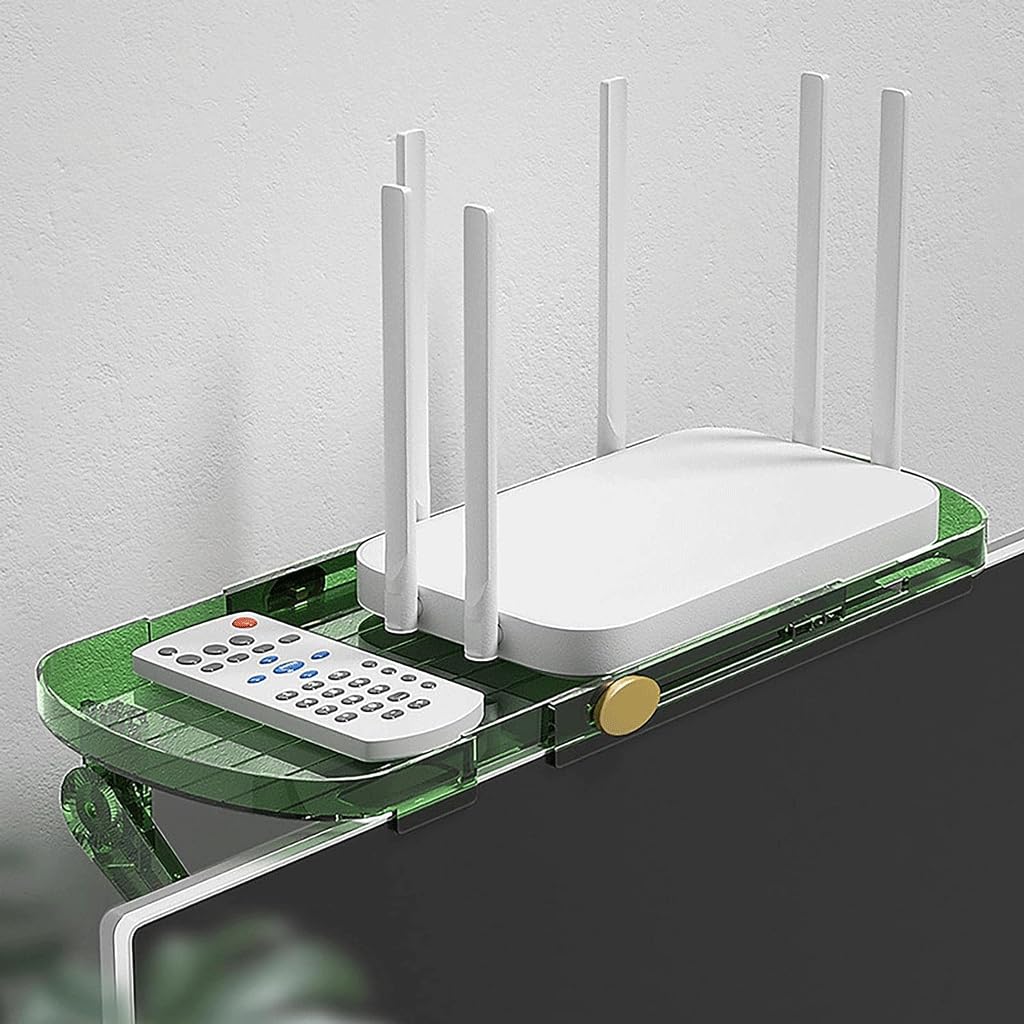 ABS Router Hider Box 2-Pack - No Punch Retractable Shielding Shelf for WiFi Router & TV Set-top Box | Home Office & Living Room Organization Solution