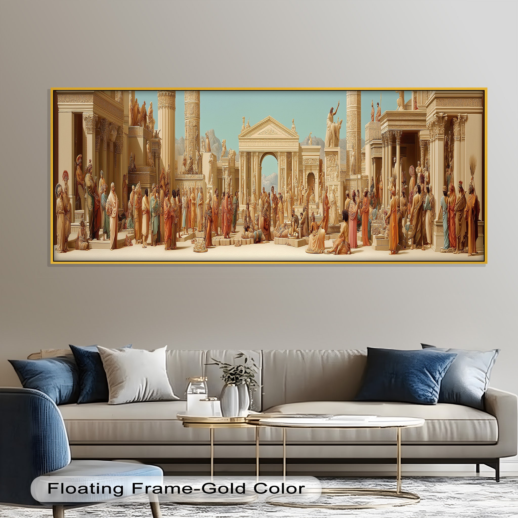 Ancient Agora Gathering - Roman Forum Oil Painting Wall Art | Historical Landscape Artwork | Perfect for Home Decor, Office & Gallery Display