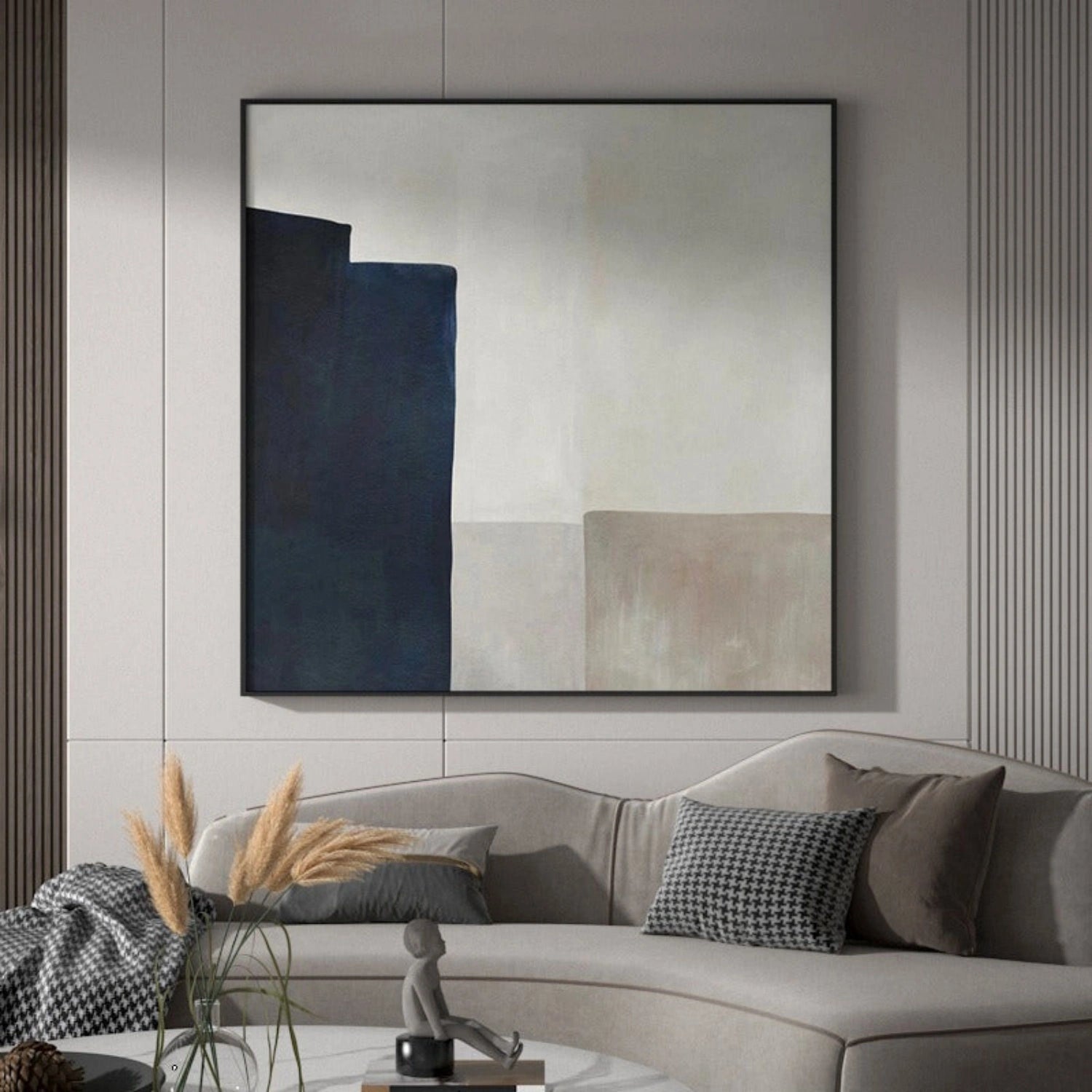 Abstract Tranquility Art Painting #WS256 - Modern Wall Decor for Living Room, Bedroom & Office - Calming Blue and White Canvas Artwork