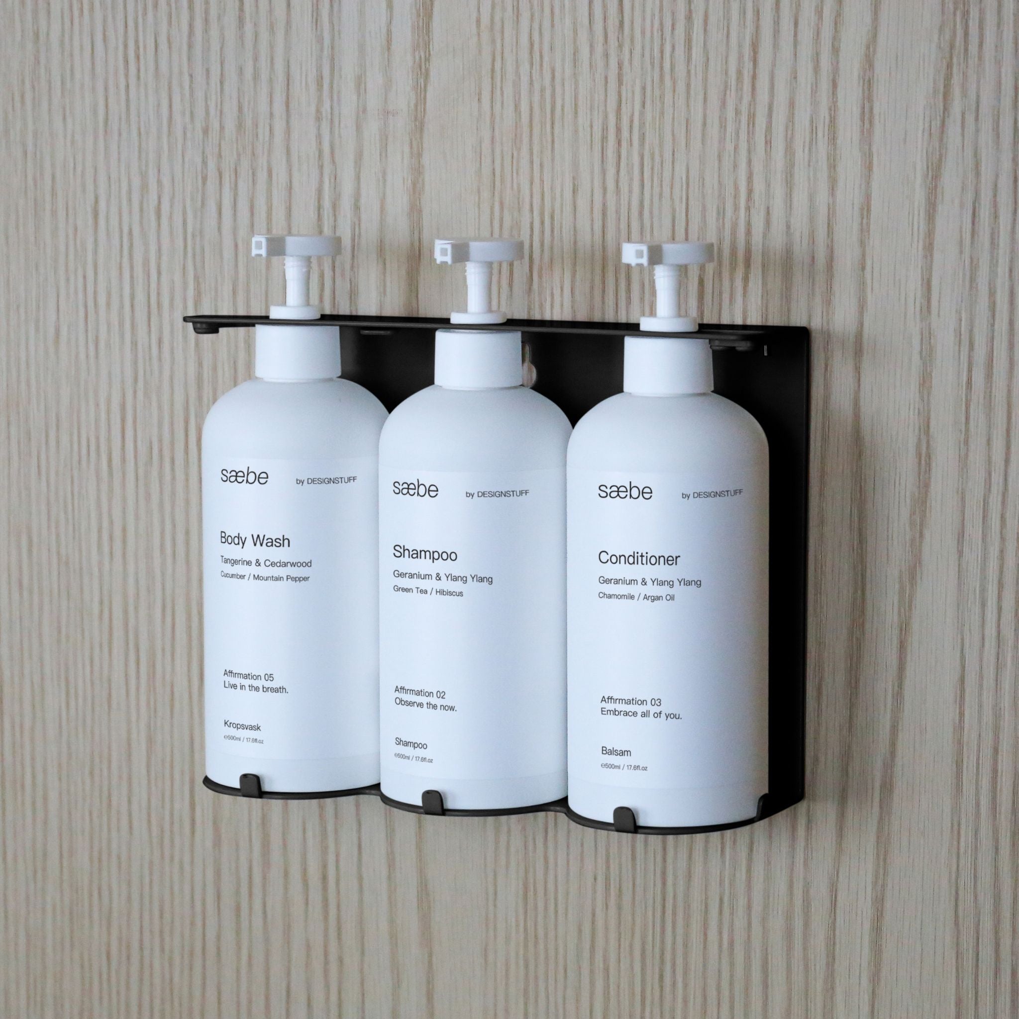 Lockable Triple 500ml Soap Dispenser Holder - Secure Wall Mounted Bathroom Organizer for Kitchen, Bath, Spa & Salon | Black