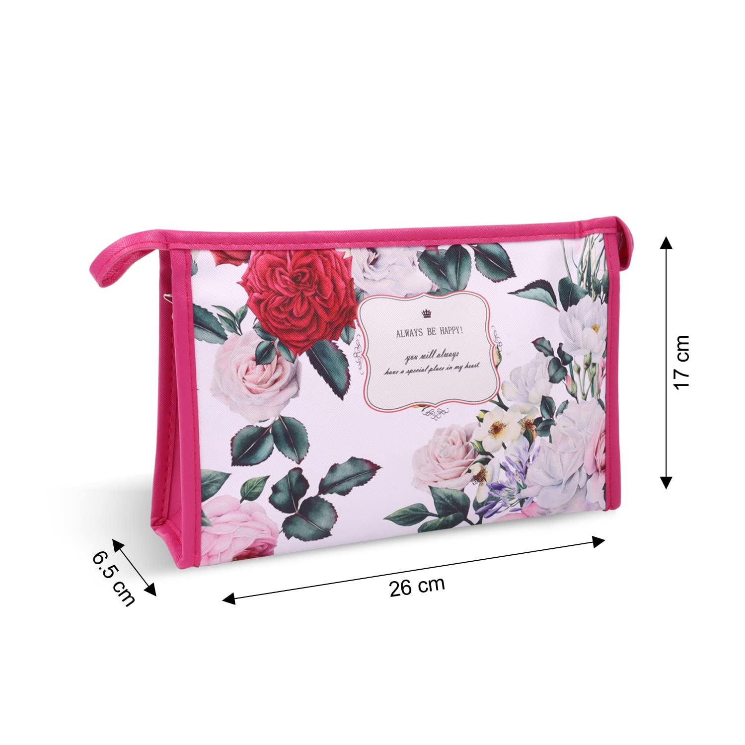 **Ayaha PU Floral Print Makeup Pouch for Women – Stylish Cosmetic Bag for Travel & Daily Use | Waterproof Toiletry Organizer | Perfect for Makeup Brushes, Lipsticks & Skincare Essentials**    *(Use Cases: Ideal for travel, gym, daily makeup storage, or as a stylish gift for women.)*
