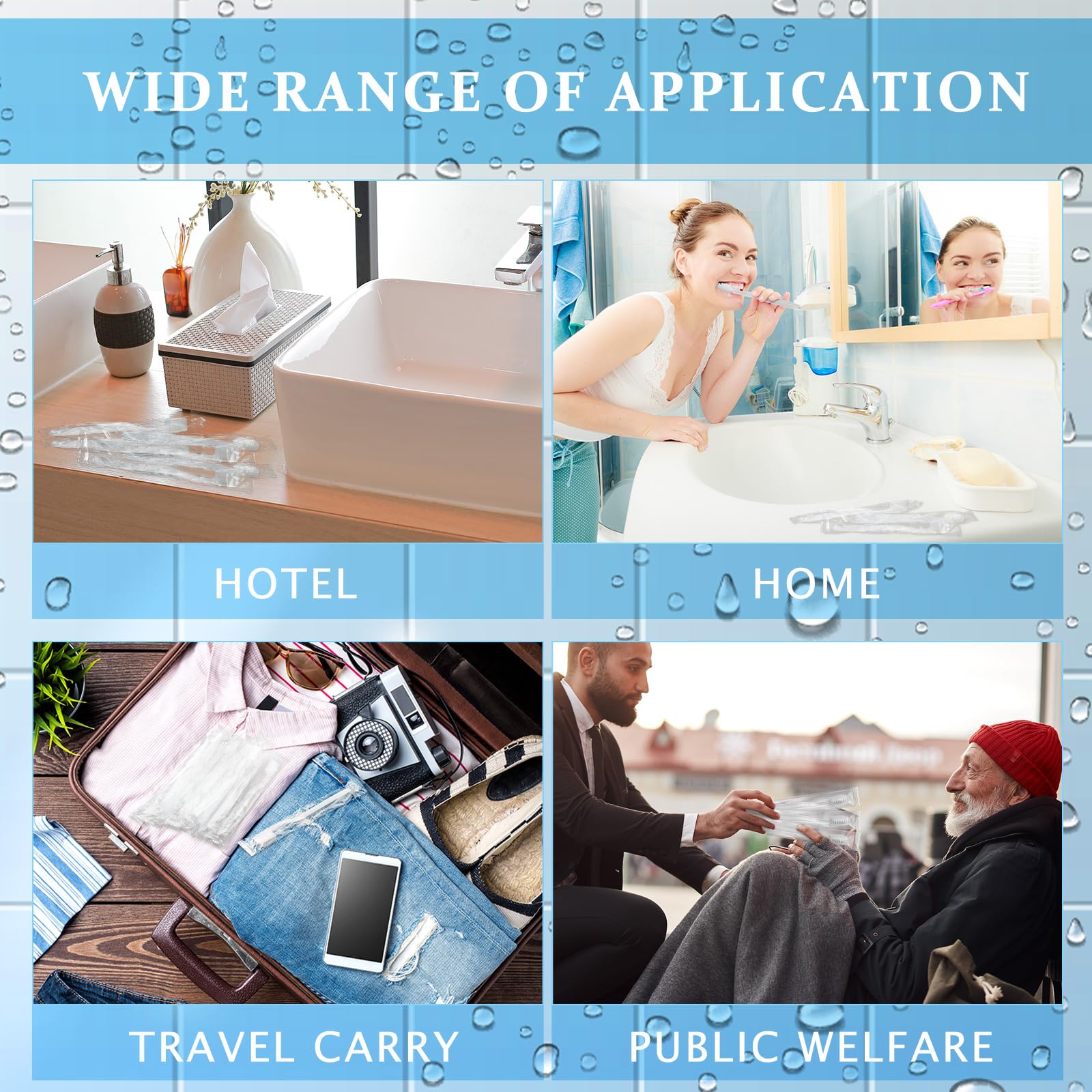 Tioncy 60 Pack Individually Wrapped Disposable Toothbrushes with Soft Bristles - Pre-Pasted Travel Toothbrush for Camping, Hotels, Emergency Kits & Homeless Care Packages | Perfect for On-The-Go Oral Hygiene