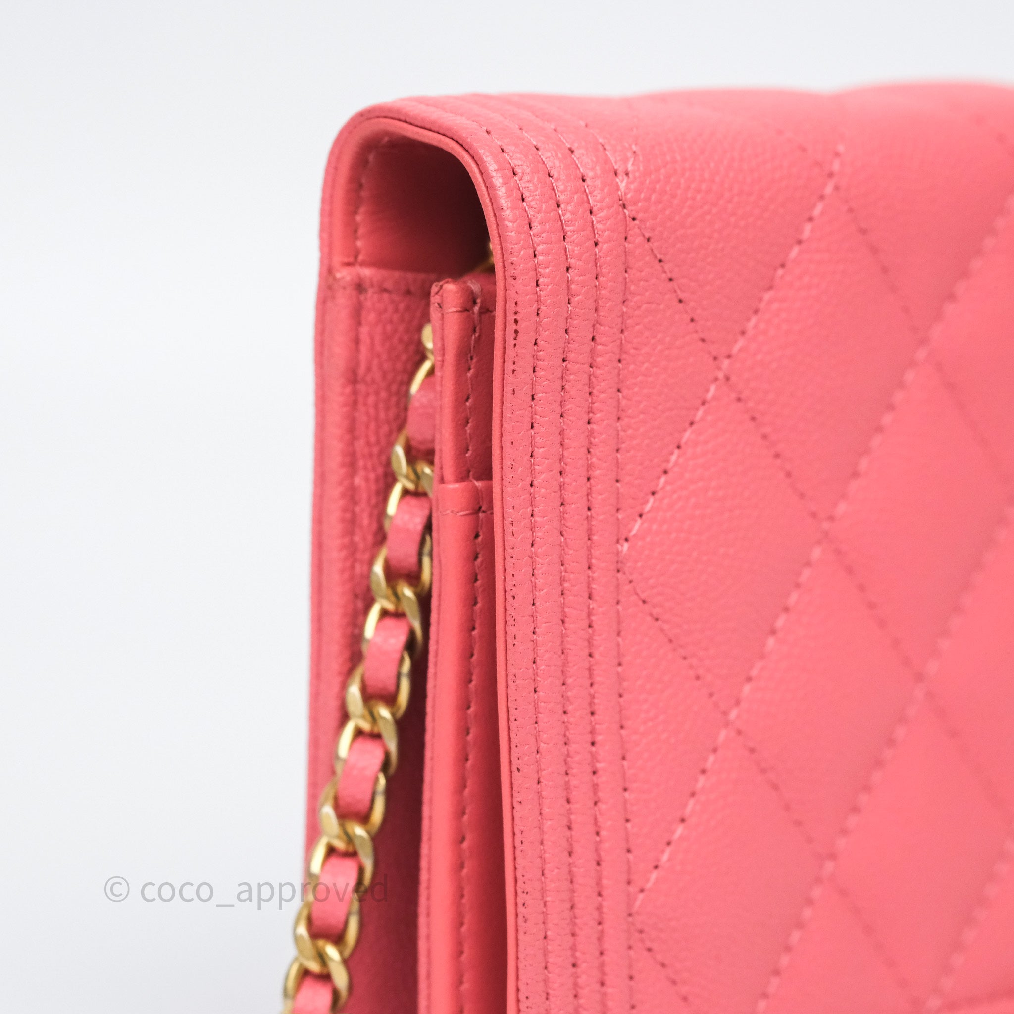 Chanel Boy Wallet on Chain WOC Quilted Dark Pink Caviar Leather with Aged Gold Hardware - Perfect for Evening Events & Luxury Fashion Accessories