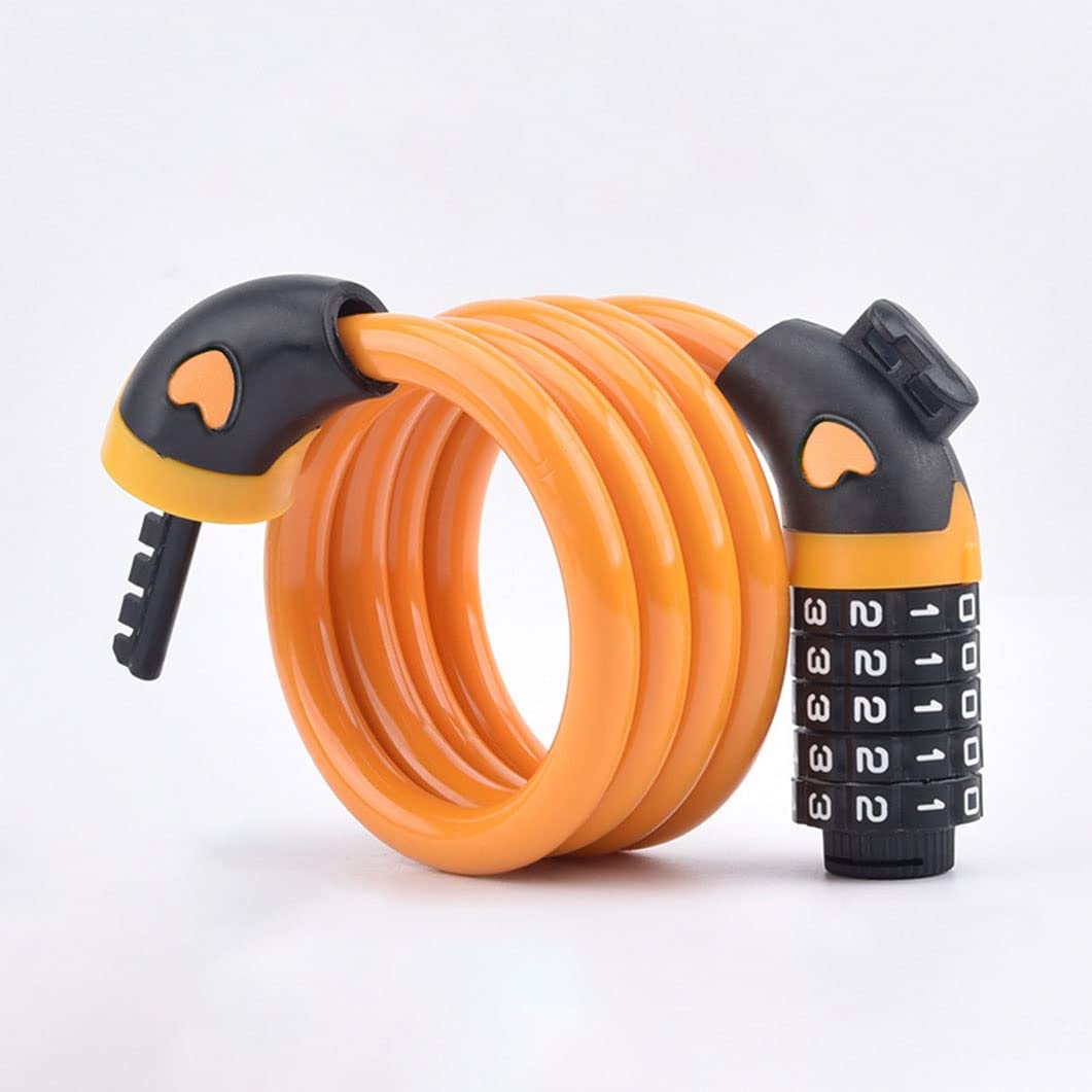 SSLCWL 12mm 5-Digit Combination Bike Cable Lock - Braided Steel Anti-Theft Bicycle Lock with Resettable Password (Yellow) - Perfect for Bikes, Scooters, Gates & Outdoor Security