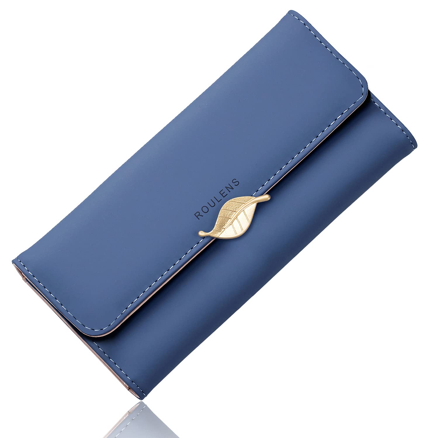 RFID Blocking Women's Wallet PU Leather Leaf Pendant Card Holder - Phone Checkbook Organizer with Zipper Coin Purse for Daily Use, Travel & Shopping