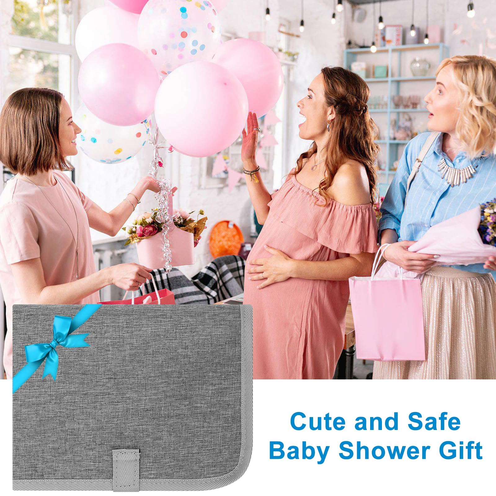 Accmor Portable Waterproof Baby Changing Pad - Grey | Travel Diaper Changing Mat for On-the-Go Parents | Perfect for Nursery, Car, Stroller & Diaper Bag