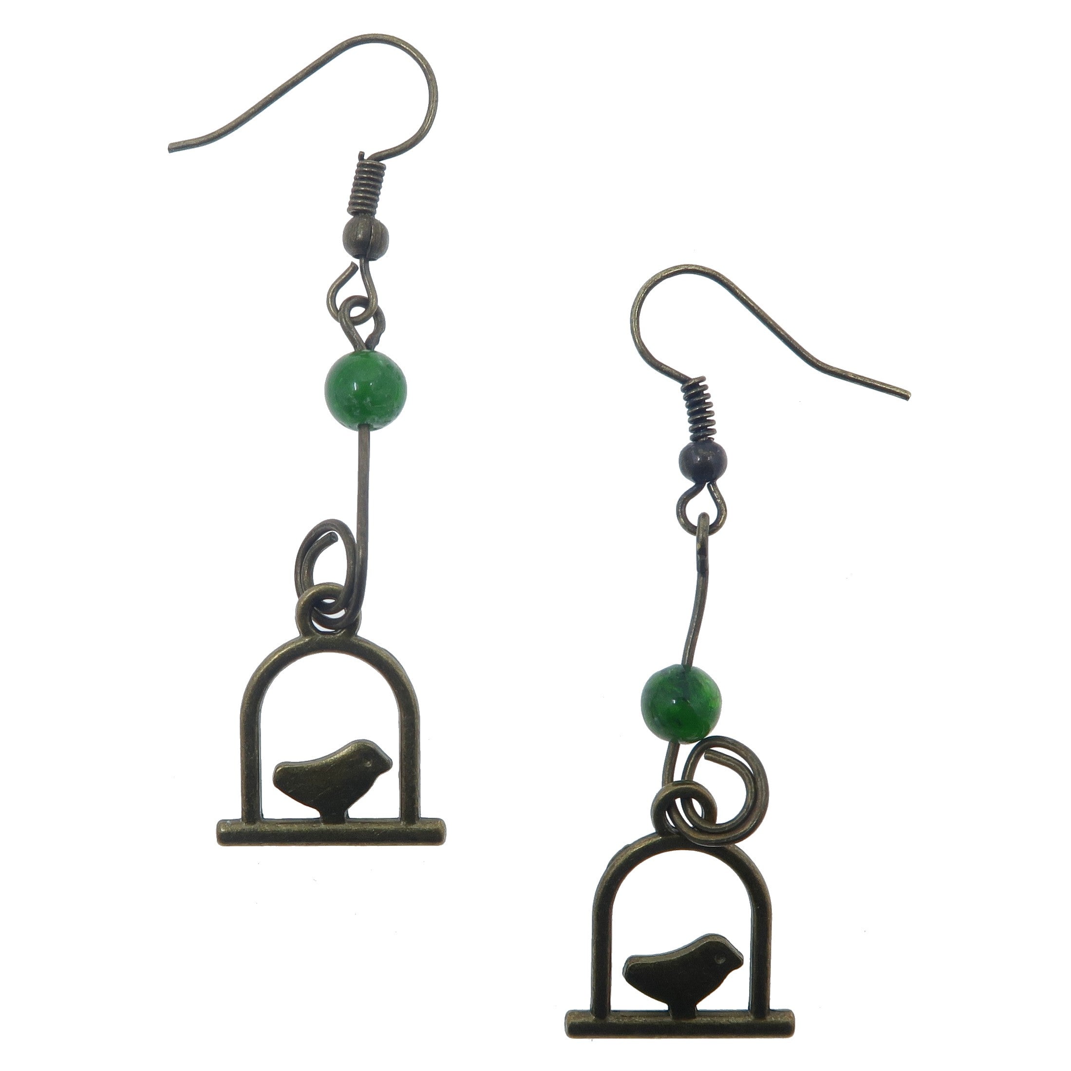 Natural Diopside Earrings - Song Birds Design with Green Healing Crystal for Women | Elegant Jewelry Gift for Meditation, Energy Healing & Spiritual Wellness
