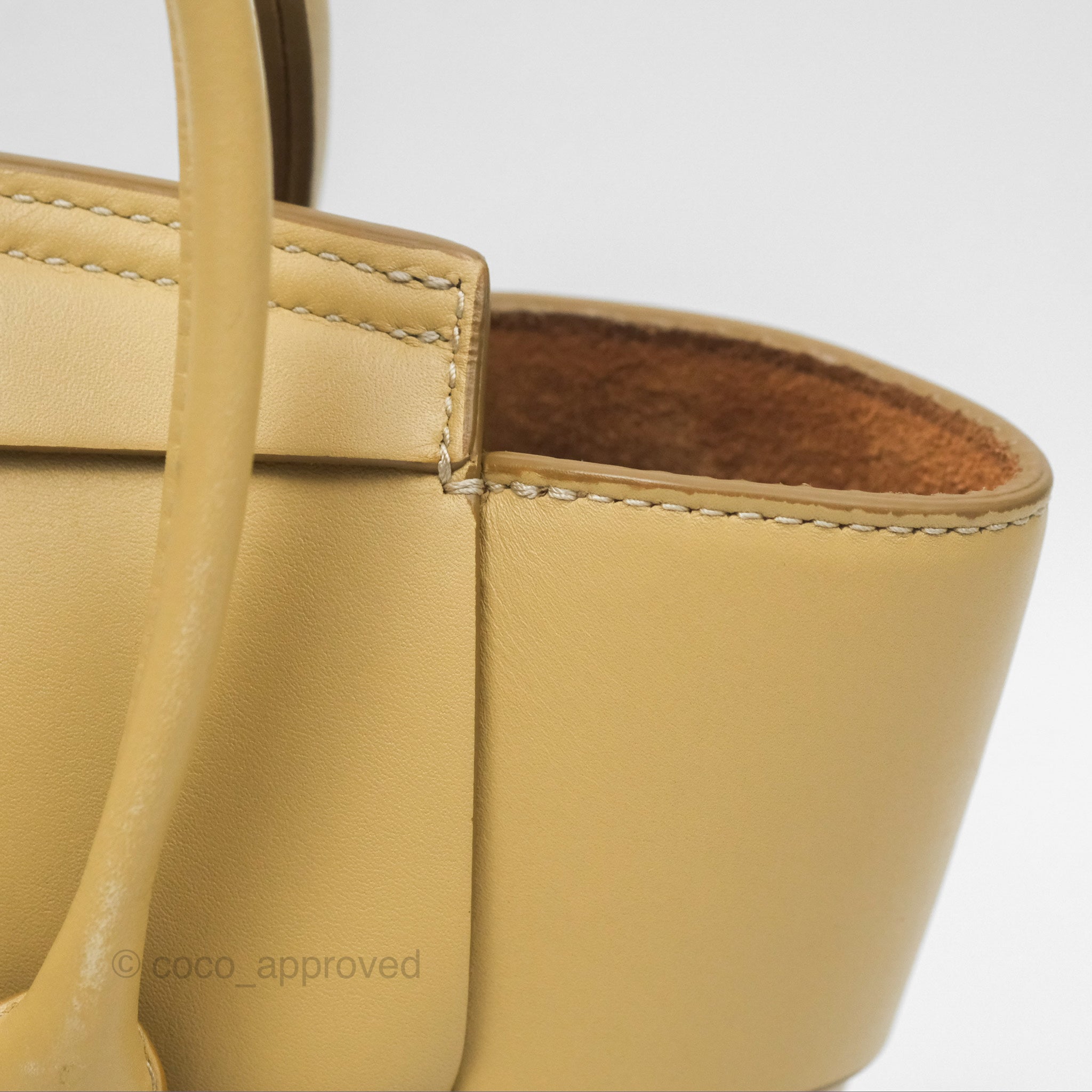 Bottega Veneta Arco Mini Intrecciato Textured Leather Tote Bag in Yellow | Luxury Designer Handbag for Women | Perfect for Work, Travel & Everyday Use