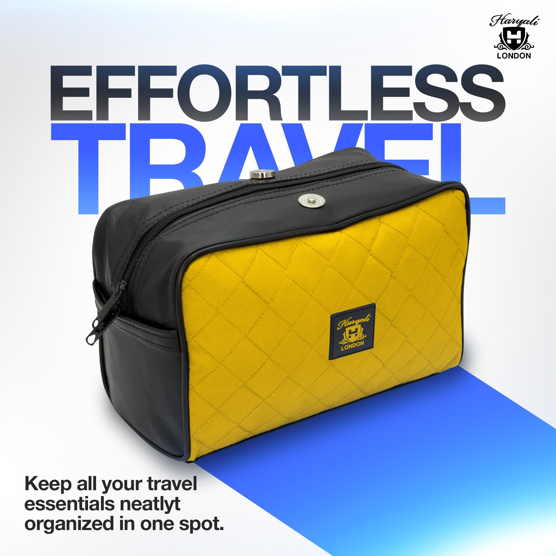 Water-Resistant Leather Toiletry Bag for Men & Women - Large Travel Wash Bag, Shaving Dopp Kit, Gym & Bathroom Organizer - Perfect for Travel, Camping & Daily Use (Yellow)