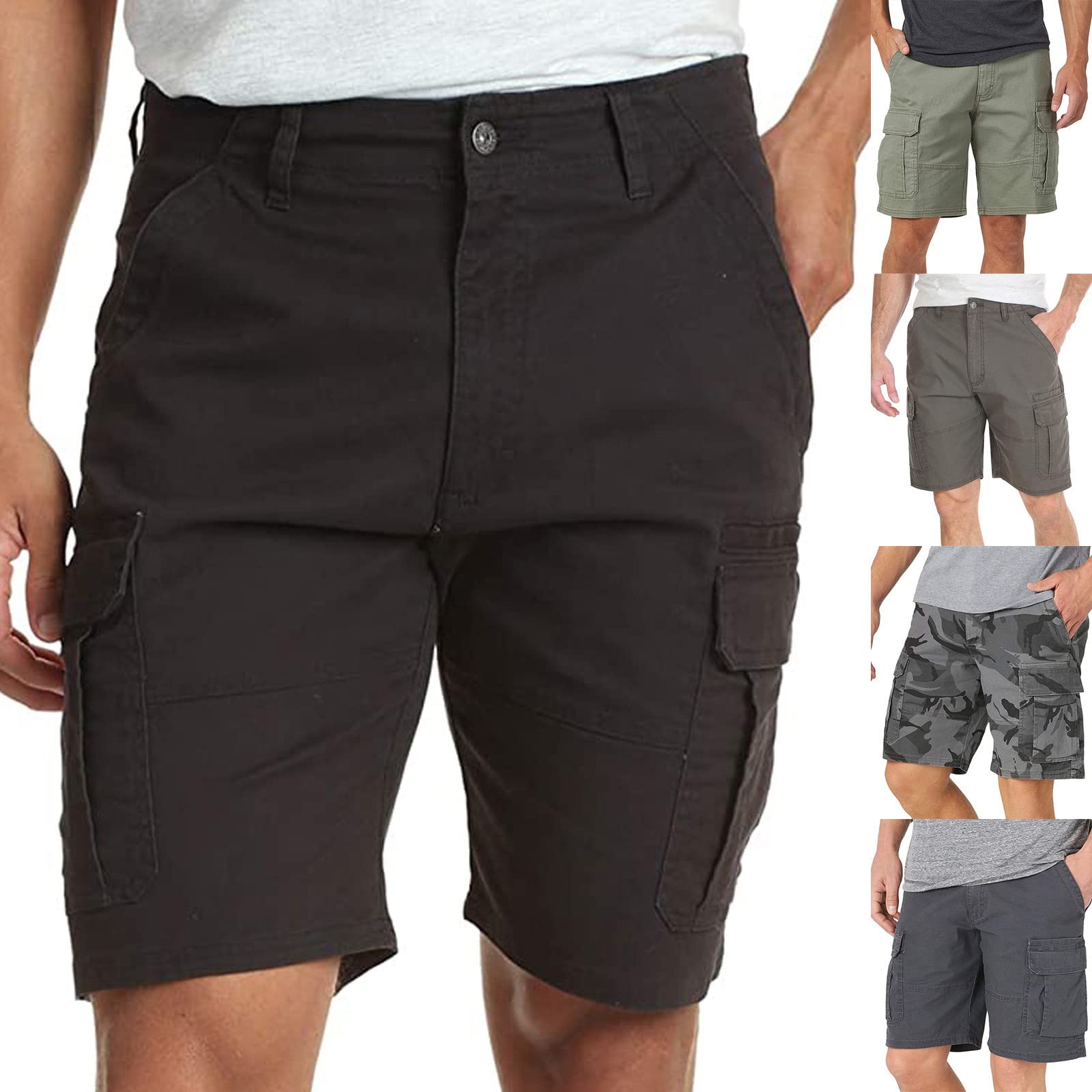 Men's Cargo Shorts with Zippered Pockets - Durable Work Shorts for Outdoor Activities, Hiking, and Casual Wear | Breathable Comfort for All-Day Movement