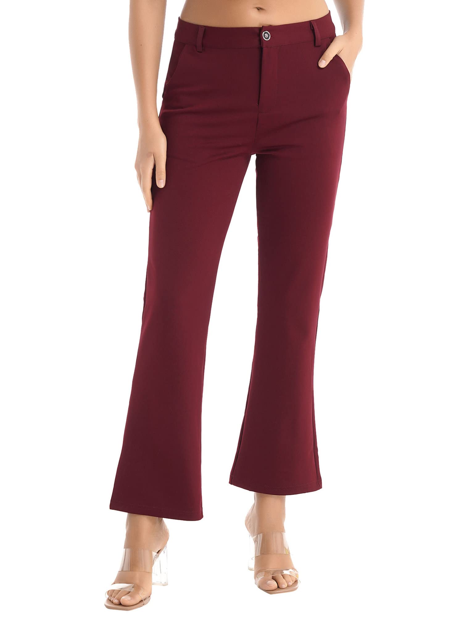 YOOJIA Women's Bootcut Stretch Dress Pants - Flat Front Flare Leg Work Trousers for Office & Business Attire | Comfortable Professional Pants for Ladies