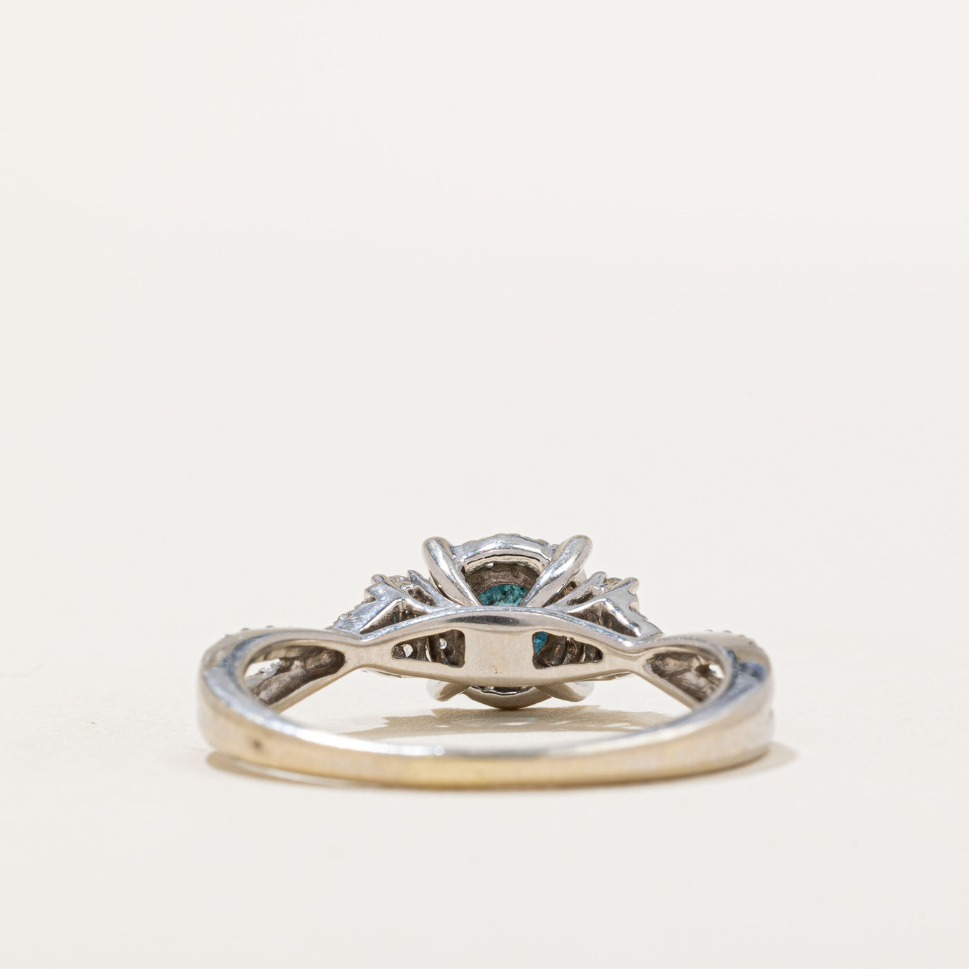 Blue & White Diamond Halo Engagement Ring | 0.34ct Center Stone & 0.31ctw Halo | Size 7.5 | Perfect for Proposals, Anniversaries & Bridal Jewelry