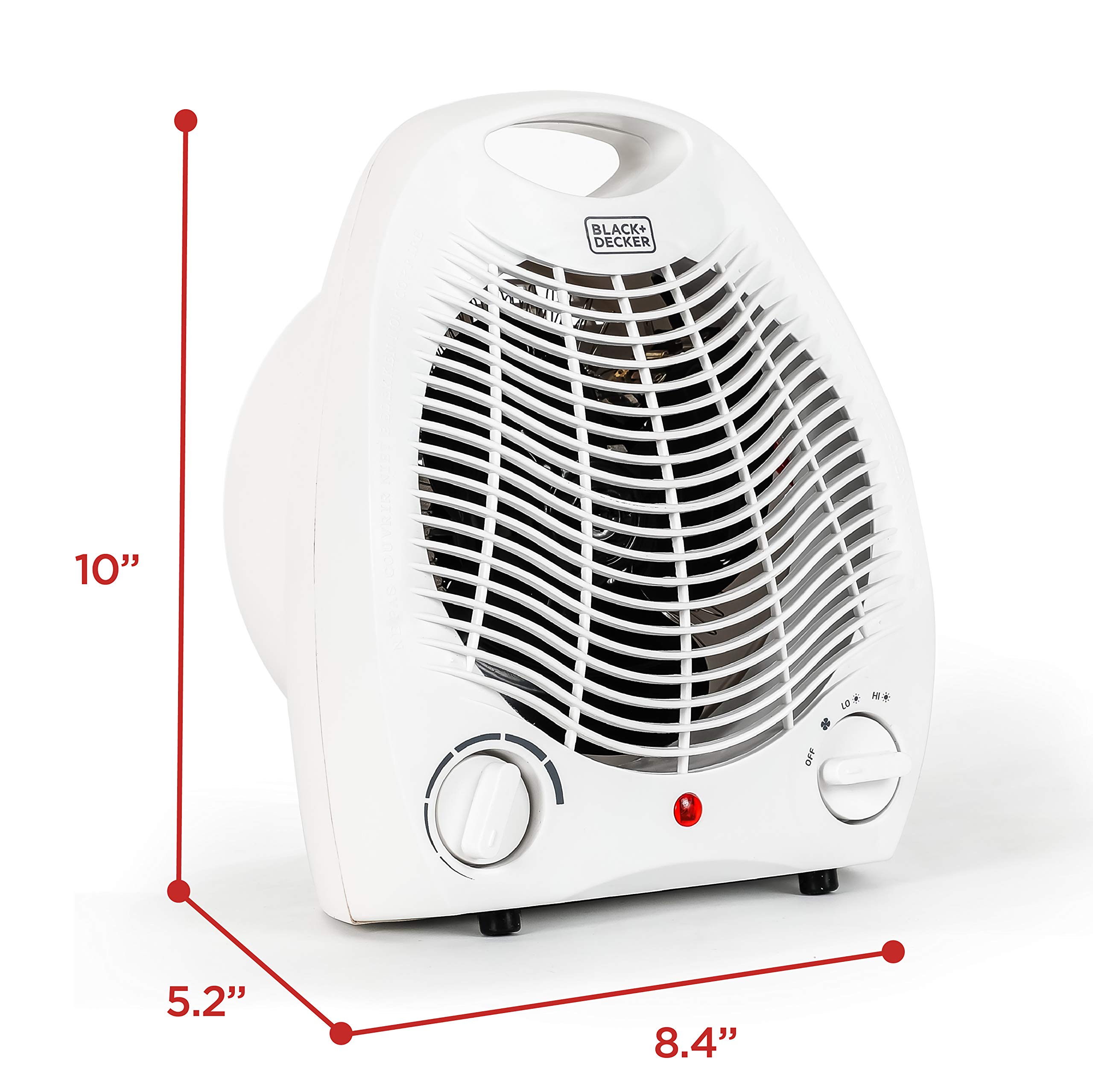 BLACK+DECKER Portable Space Heater for Office & Home - 3 Heat Settings, Adjustable Thermostat, Compact Personal Heater (Black/White) - Perfect for Desk, Bedroom & Small Spaces Warmth