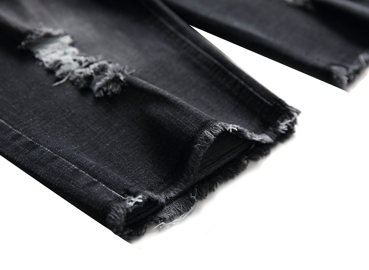 **Men's Skinny Ripped Distressed Denim Shorts - Retro Washed Hole Jeans Shorts for Summer - Straight Fit Fashion (Black, Size 36) - Perfect for Casual Outings, Streetwear & Summer Style**