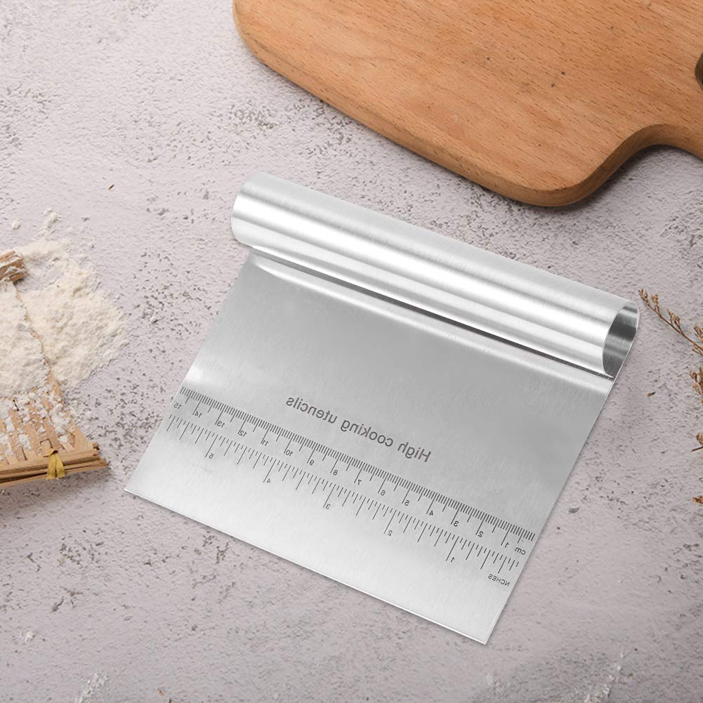 Stainless Steel Dough Scraper with Measurement Scales - Professional Baking Tool for Cakes, Pastry & Bread Making - Perfect for Home Bakers & Kitchen DIY Enthusiasts