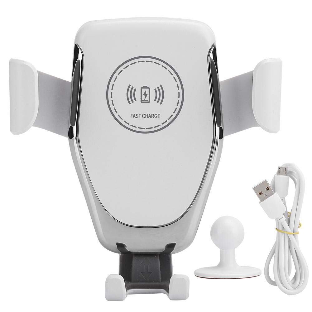 Fast Qi Wireless Car Charger & Phone Holder - Reliable Portable Car Phone Mount for iPhone & Android - Perfect for Commuters & Road Trips (White)