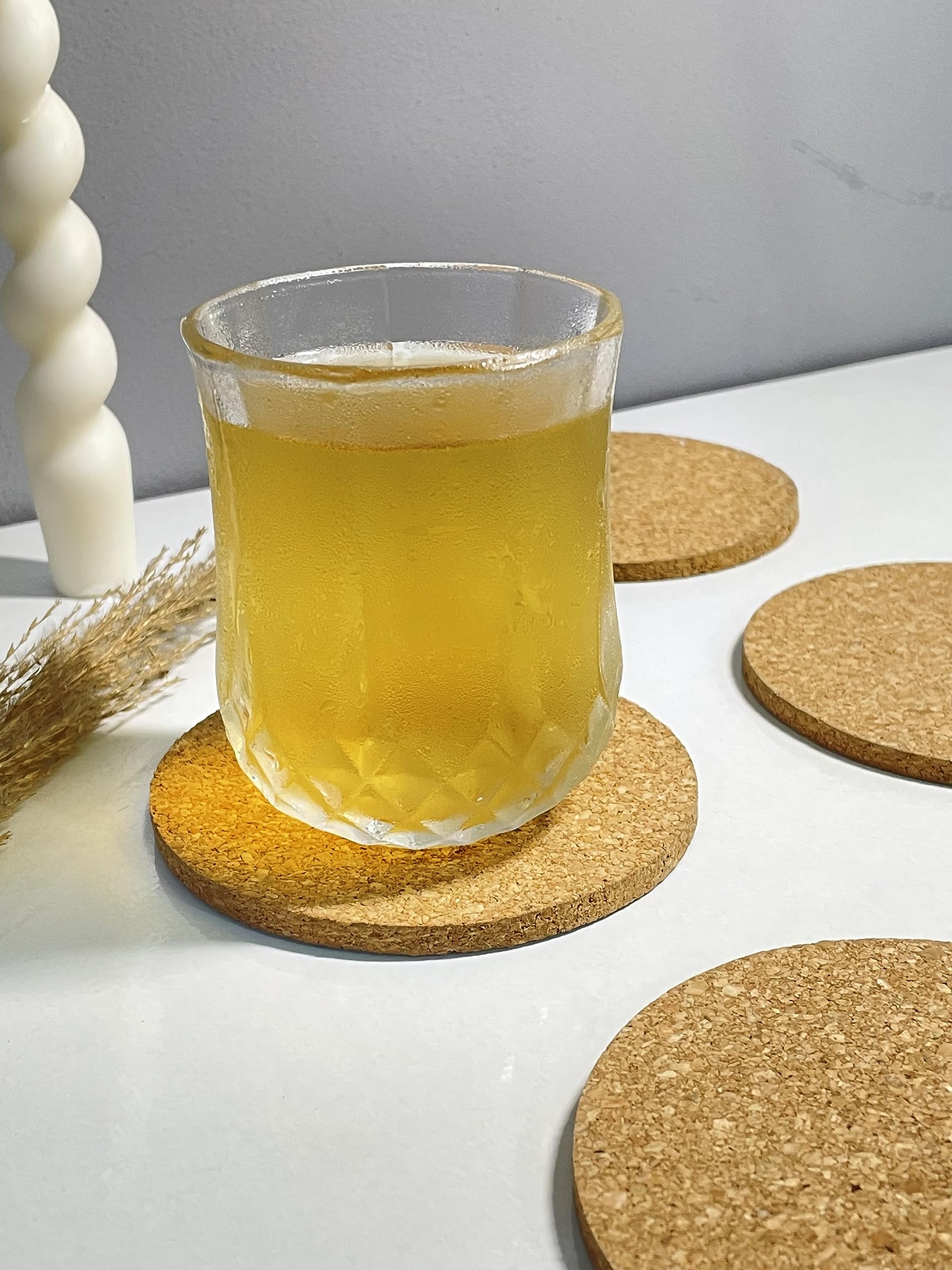 Premium Cork Coasters Set of 4 - 10x10cm Natural Wood Drink Pads for Coffee, Tea, Wine & Beer - Protect Tables from Hot & Cold Beverages - Perfect for Home, Office & Restaurant Use