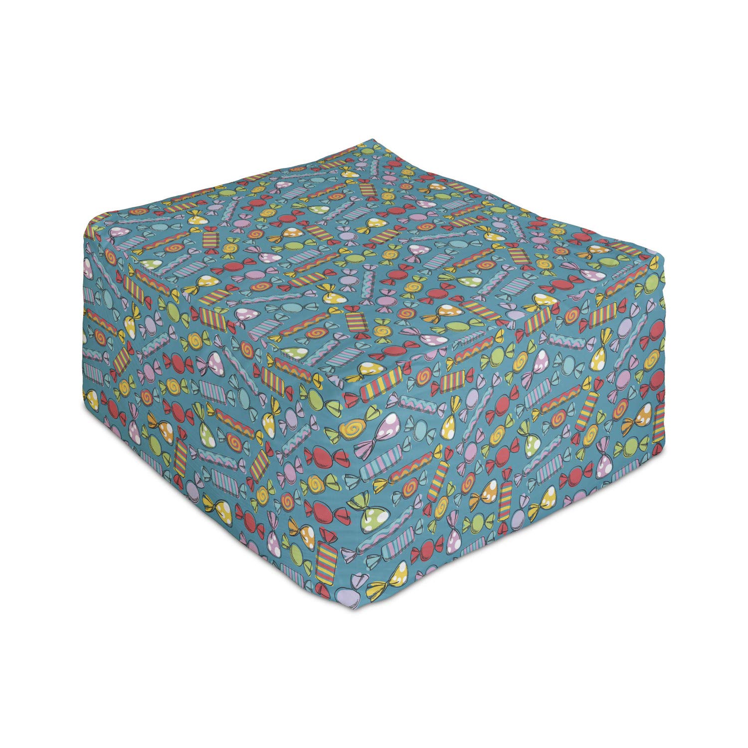 Colorful Rectangle Pouf with Candies Pattern - 25