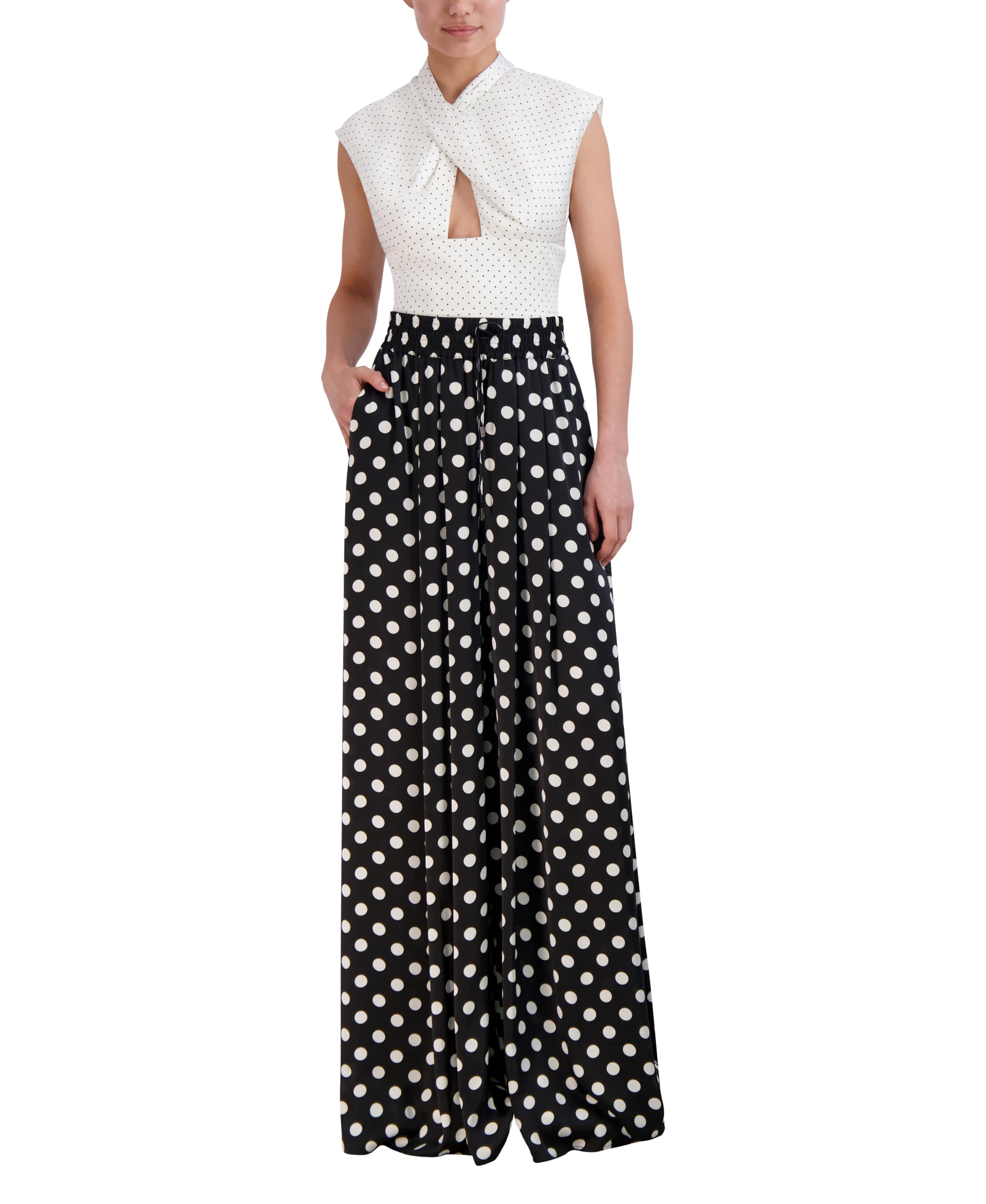 BCBGMAXAZRIA Women's Satin Wide Leg Pants for Work & Evening