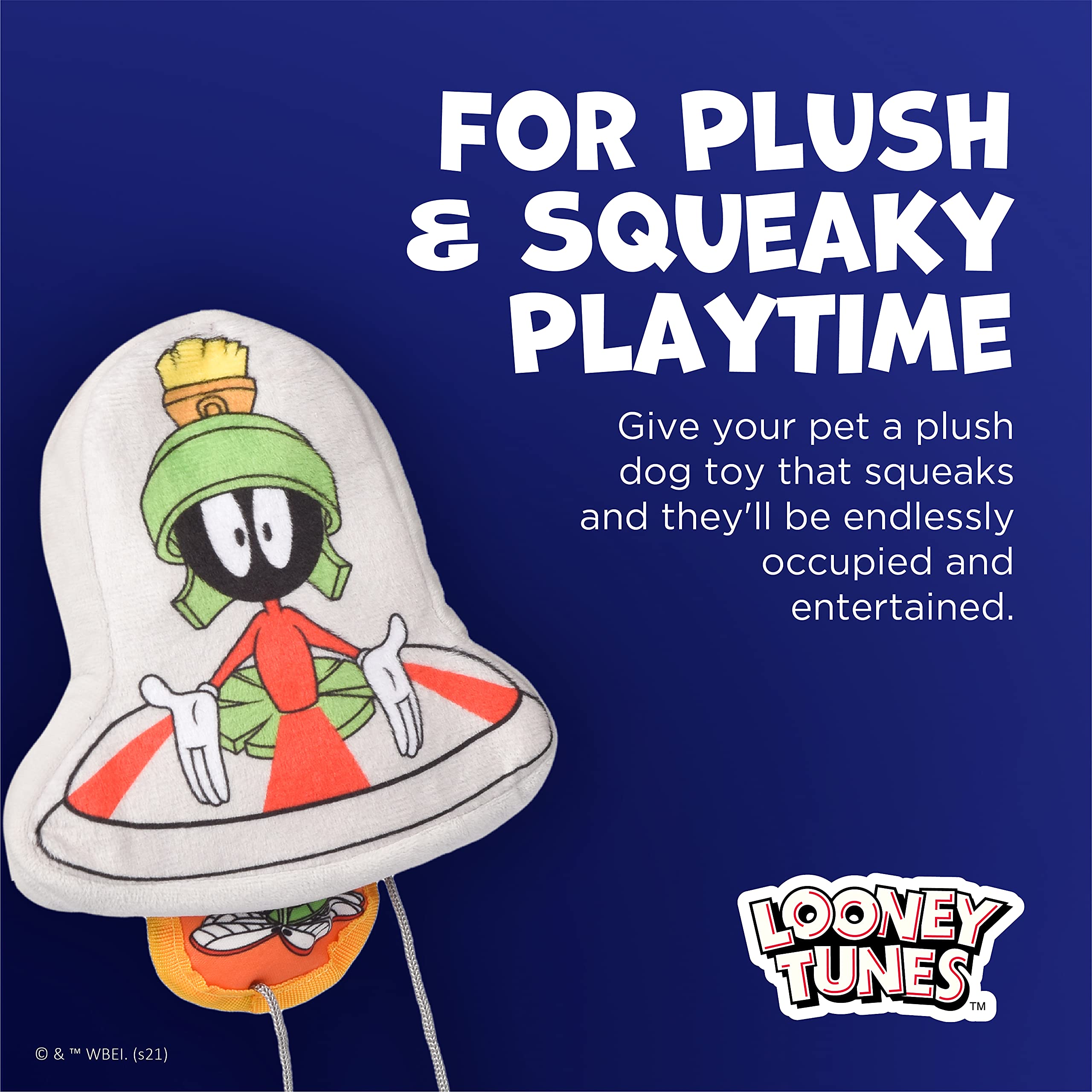 Marvin The Martian Plush Dog Toy for Hide & Seek - 6 Inch Officially Licensed Looney Tunes Warner Bros Pet Toy | Fun Interactive Play for Small & Large Dogs | Perfect for Indoor Games & Outdoor Adventures