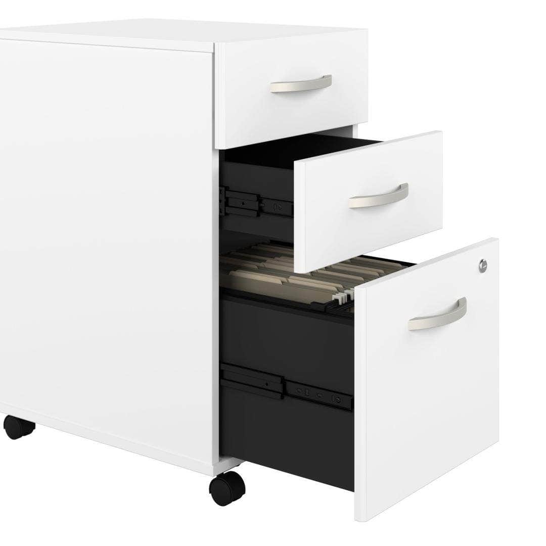 Zaniah 3-Drawer Mobile File Cabinet with Locking Wheels - Black, White, Gray (3 Colors) - Perfect for Office, Home, or School Organization and Document Storage