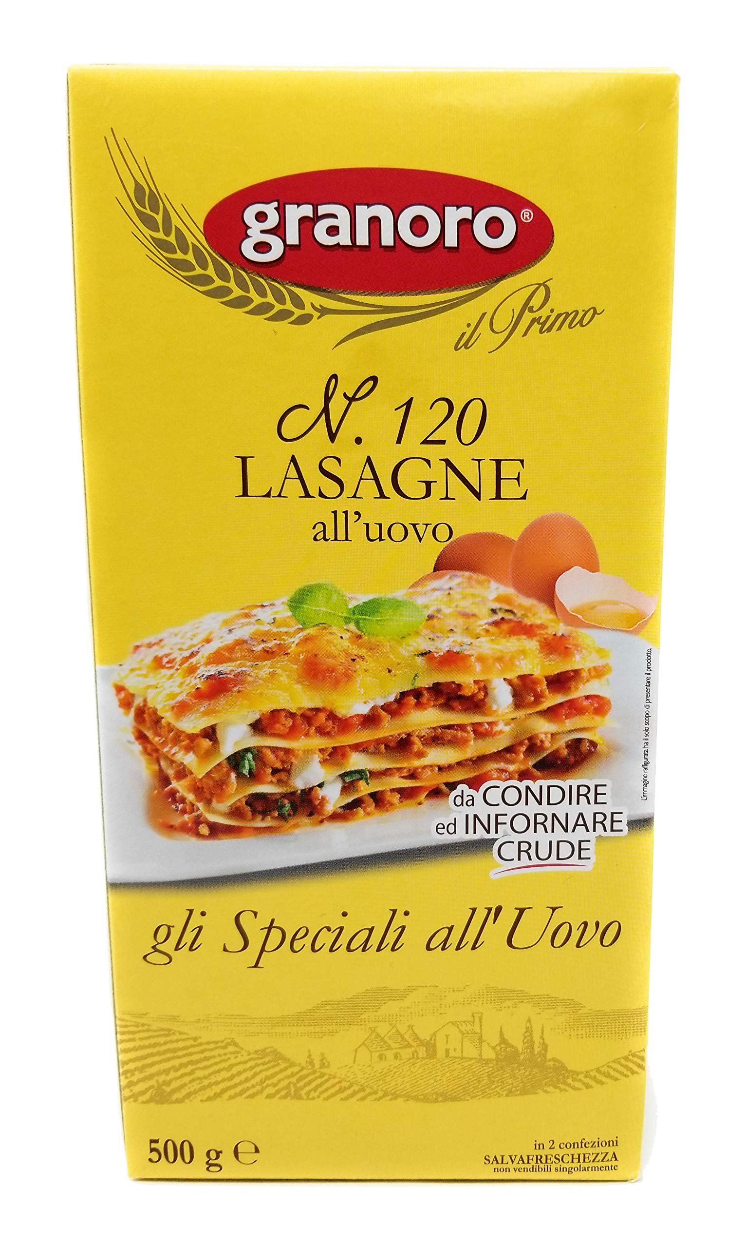 Granoro Lasagna Egg Pasta No. 120 - Authentic Italian Import (3-Pack, 1.1 lb each) | Perfect for Homemade Lasagna, Baked Pasta Dishes & Italian Cuisine