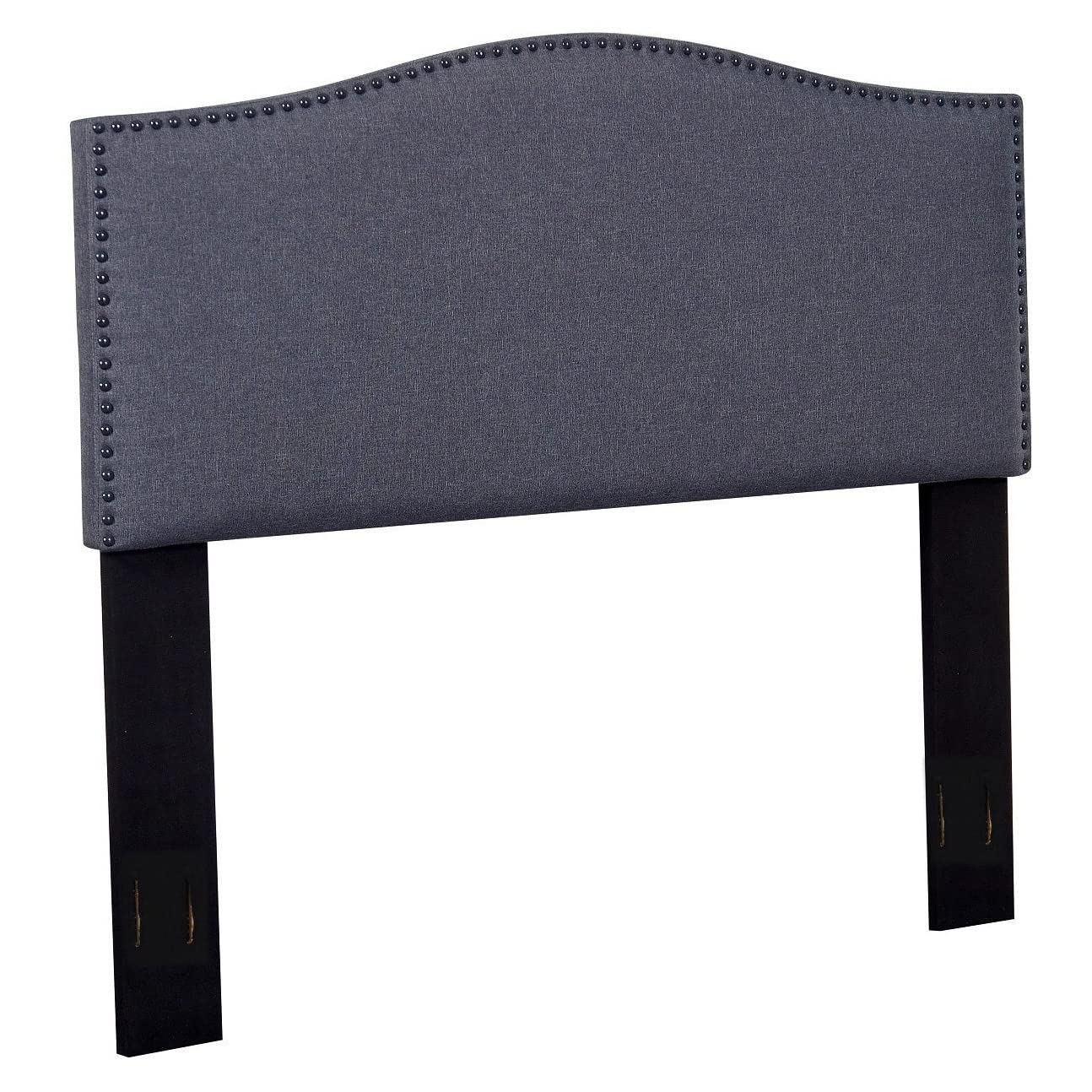 US Pride Furniture Full/Queen Size Nailhead Upholstered Fabric Headboard in Grey - Perfect for Bedroom Decor & Modern Home Styling