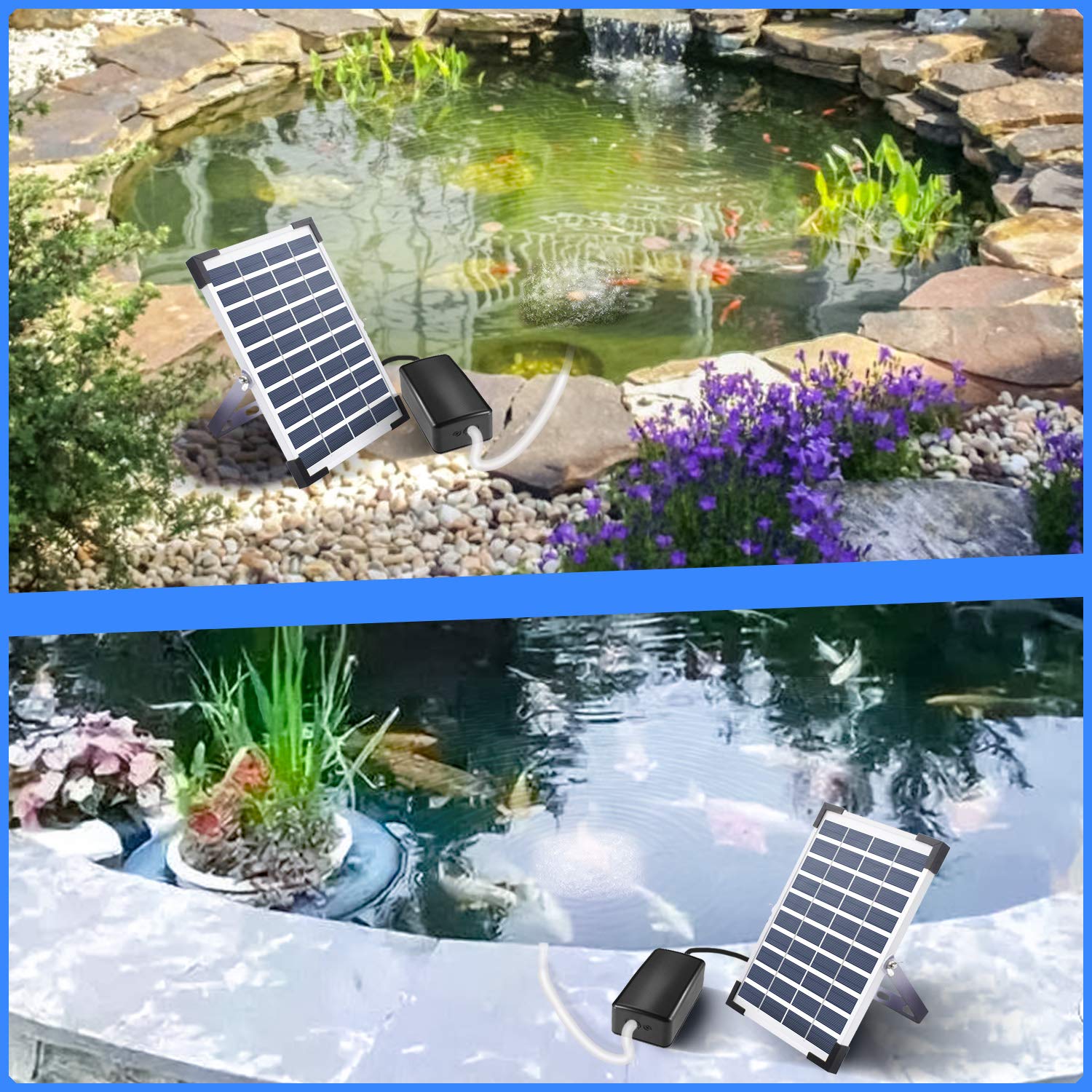 5W Solar Air Pump Kit for Ponds - Lewisia Aerator with 3 Modes, Air Hoses & Bubble Stones | Oxygenates Water for Fish Tanks, Hydroponics & Outdoor Fountains | Eco-Friendly Solar Powered Pump