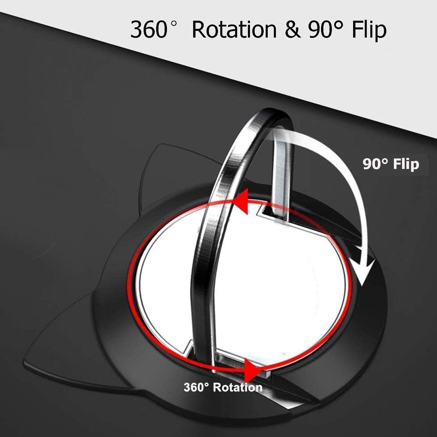 Fonessary 360° Rotating Magnetic Phone Ring Holder & Kickstand - 3 Pack, Universal Cat Design Grip for iPhone, Samsung, Smartphones - Perfect for Car Mount, Desk Stand & One-Hand Use