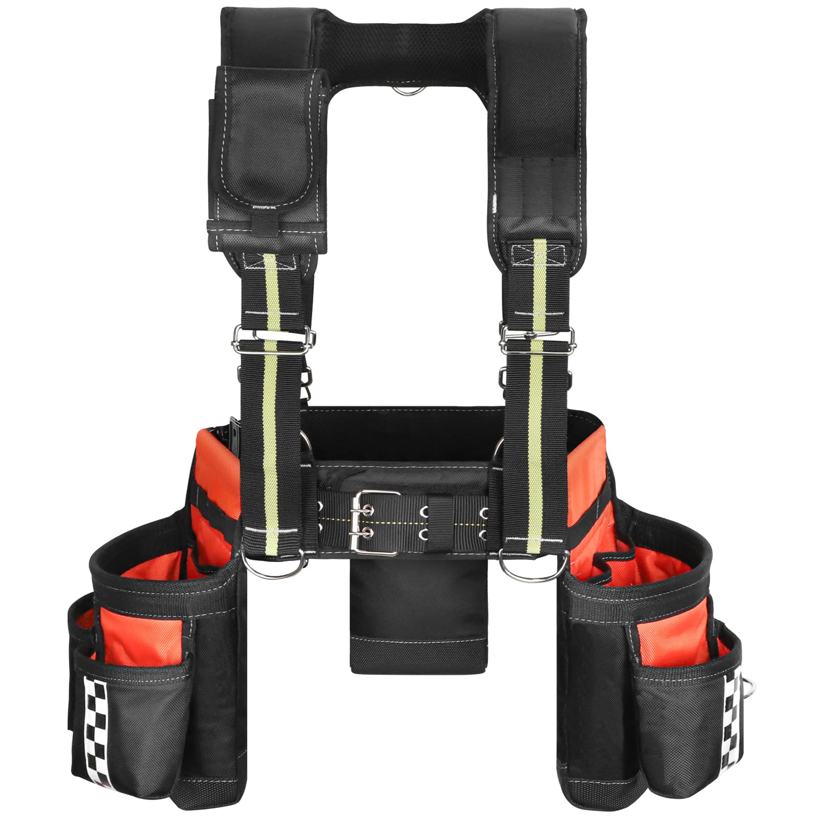 20-Pocket Pro Framer's Tool Belt with Heavy Duty Padded Suspenders for Carpenters, Technicians & Electricians - Durable Work Belt for Construction, Scaffolding & DIY Projects
