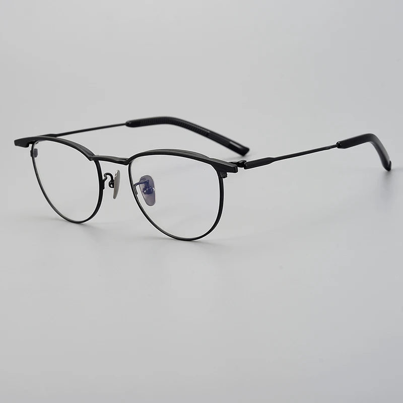 Aimee Unisex Full Rim Brow Line Oval Titanium Eyeglasses 19155 - Lightweight Durable Frame for Men & Women - Perfect for Reading, Working & Fashion Accessories