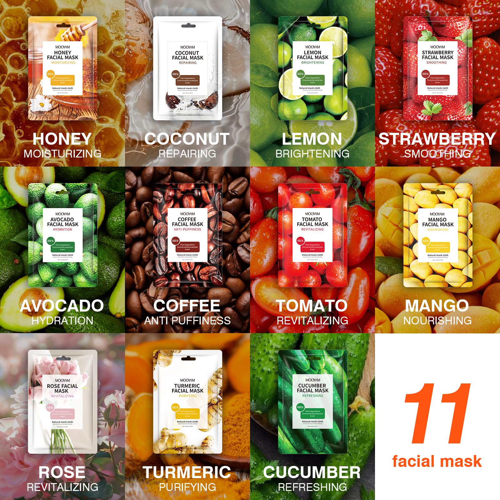 Premium Organic Collagen Face Mask - 33 Sheet Skincare Set for Hydrating, Moisturizing, Brightening & Soothing | All Skin Types | Perfect for Spa Nights, Travel & Daily Skincare Routine
