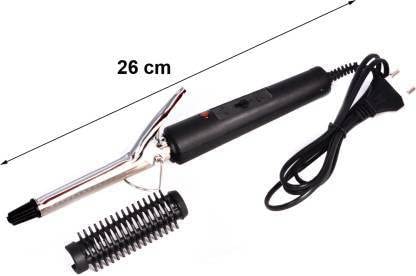 Ceramic Hair Curler with Adjustable Temperature - Medium Barrel (Silver/Black) for Salon-Quality Styling at Home, Perfect for Waves & Curls