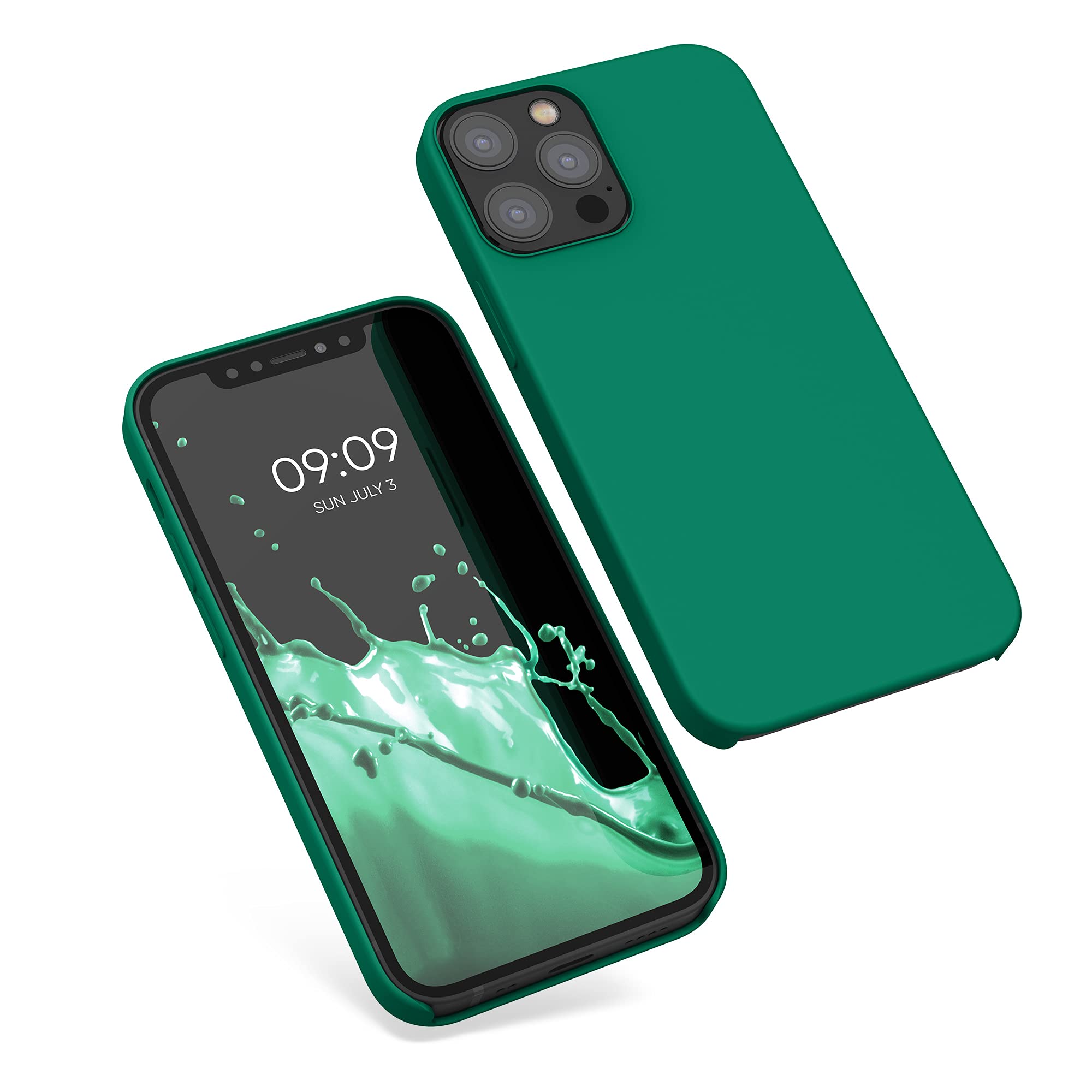 kwmobile Shockproof TPU Silicone Case for Apple iPhone 12/12 Pro - Soft Protective Phone Cover in Emerald Green - Perfect for Daily Use, Work & Outdoor Activities