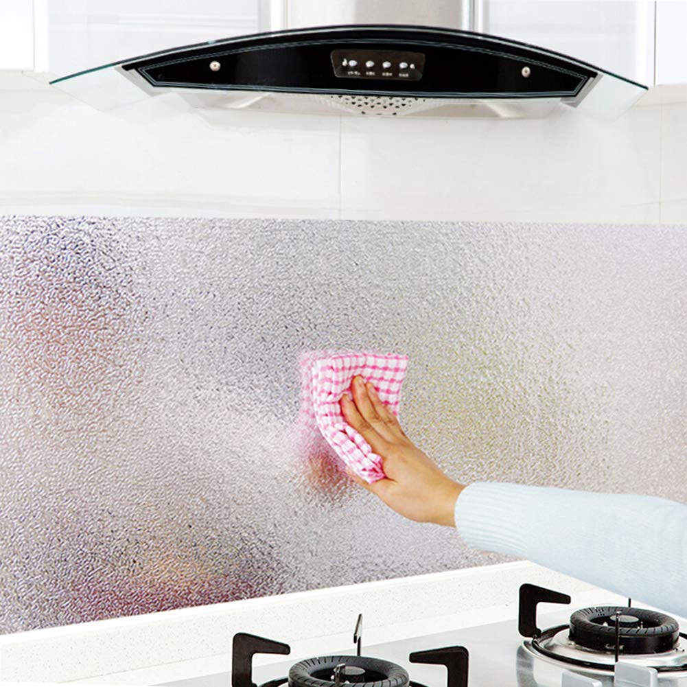 Livelynine Oil Proof Waterproof Peel and Stick Wallpaper - 15.8x197 Inch Removable Stainless Steel Backsplash for Kitchen | Decorative Silver Adhesive Shelf Liner | Perfect for Kitchen Walls, Countertops & Cabinets