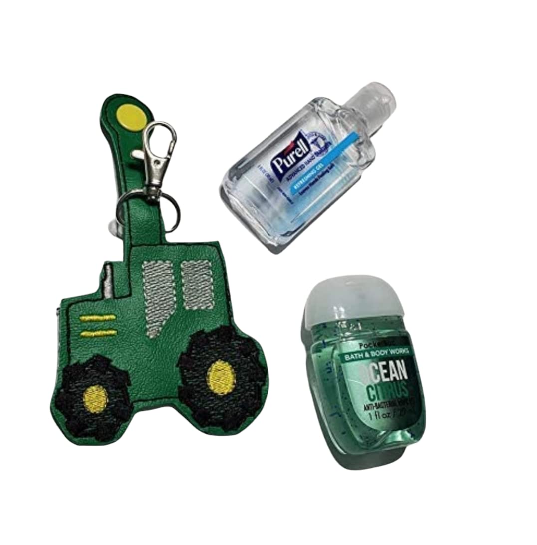 Tractor Hand Sanitizer Holder Keychain - Portable Sanitizer Clip for Car Keys, Purse & Backpack - Perfect for Farmers, Truckers & Outdoor Enthusiasts