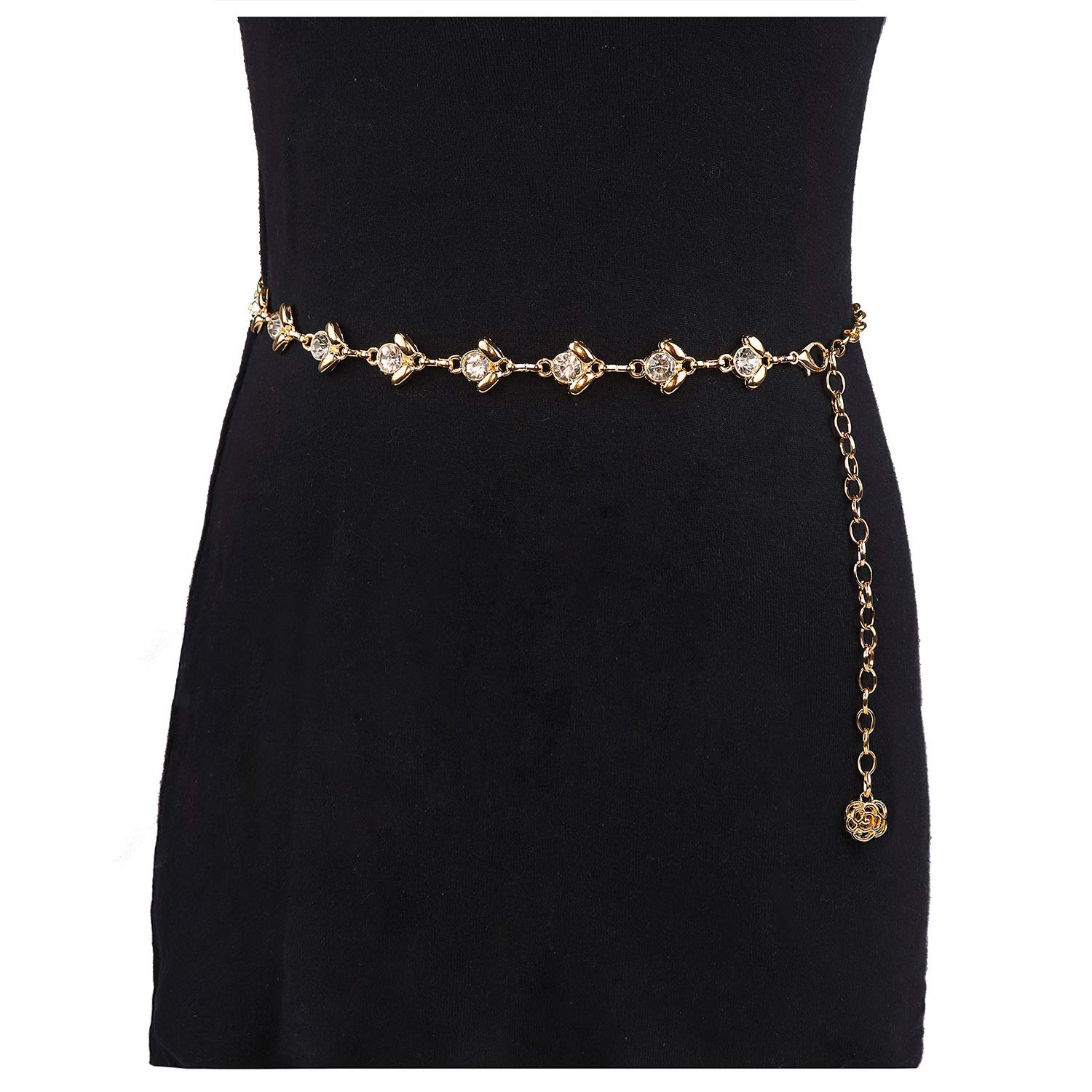 Glamorstar Women's Rhinestone Crystal Chain Belt - Elegant Waist Belt for Dresses, Parties & Special Occasions | Perfect Gift for Women & Fashion Accessory