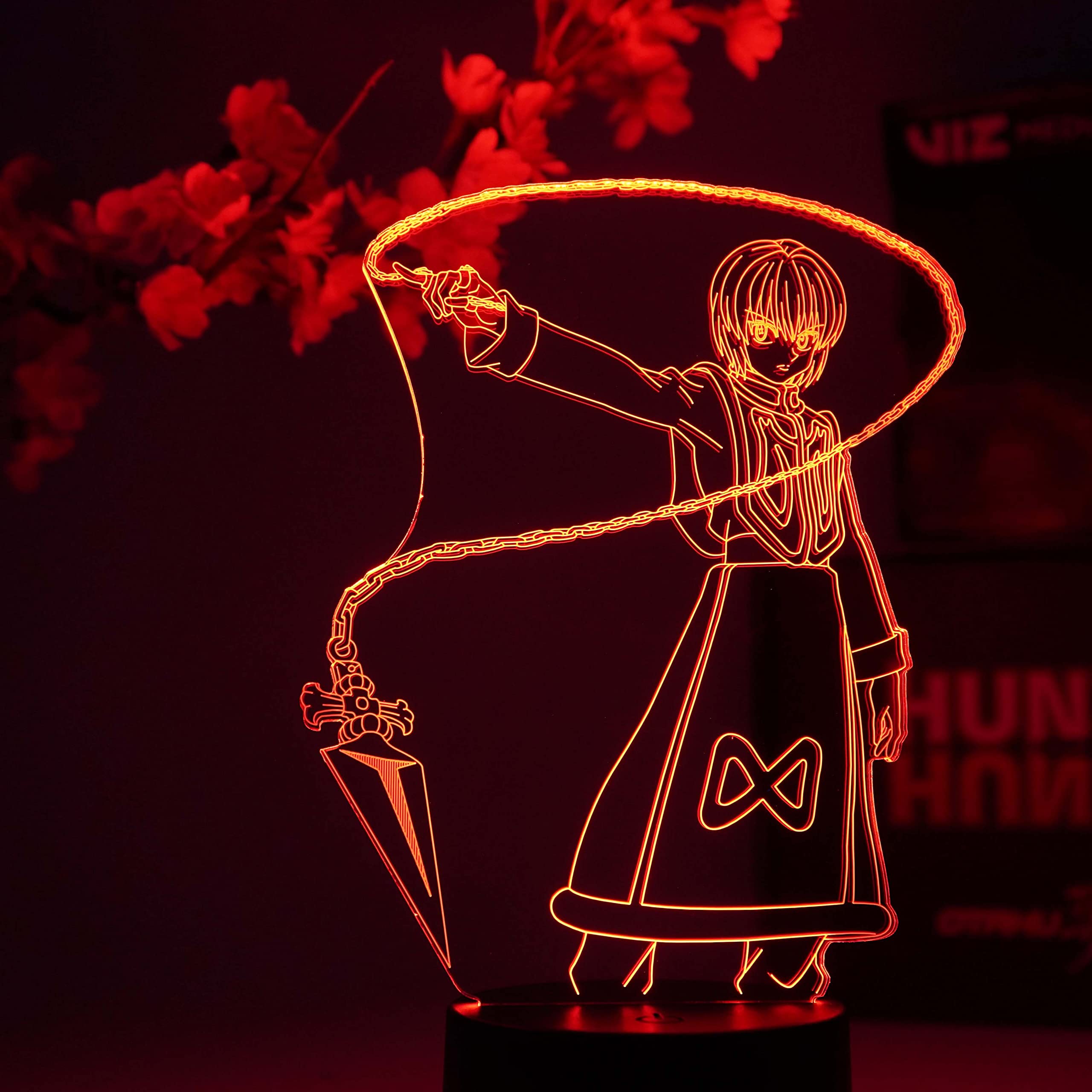 Kurapika Otaku Lamp - Hunter X Hunter Anime Night Light with 16 Color RGB LED & Remote Control - 3D Anime Room Decor Gift for Fans - Perfect for Bedroom, Gaming Setup, and Anime Themed Parties
