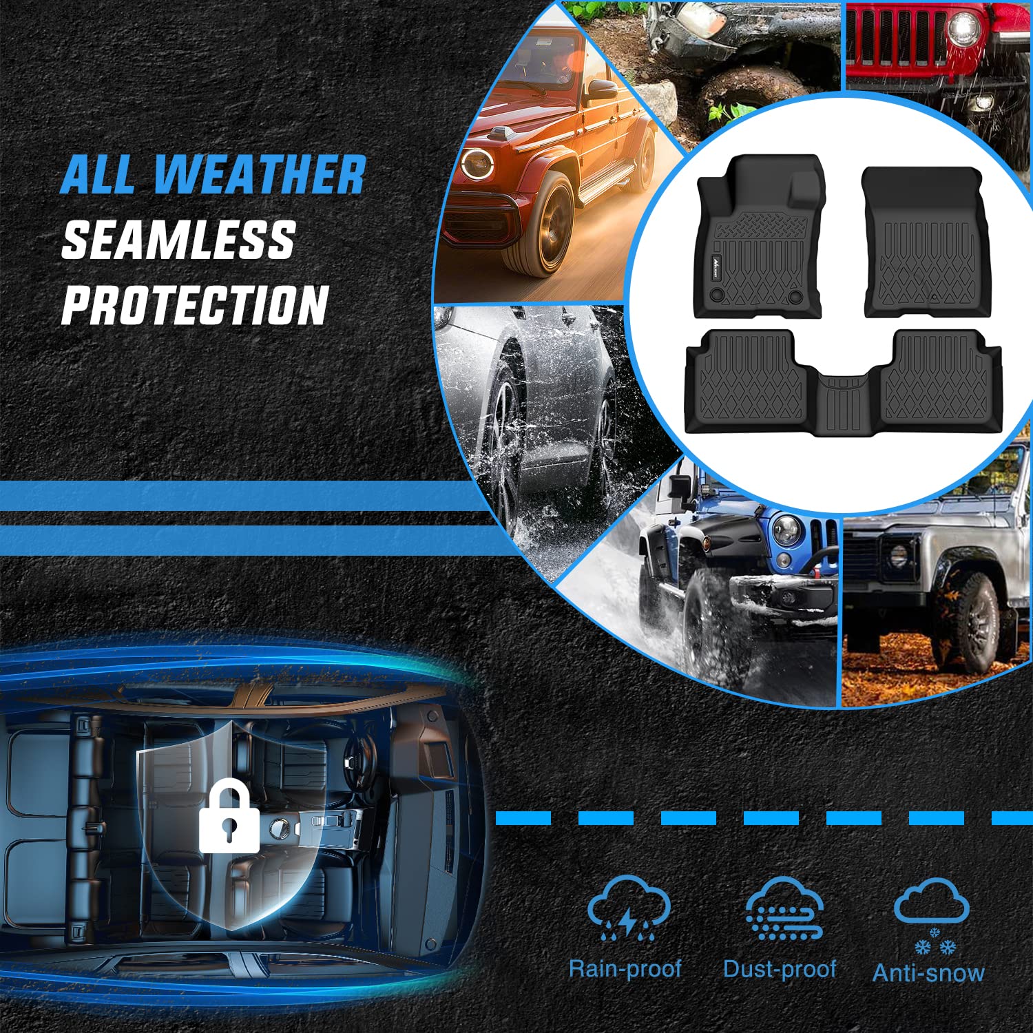 Nilight TPE All-Weather Floor Mats for Ford Bronco Sport 4-Door 2021-2025 | Custom Fit Heavy Duty Floor Liners | Perfect for Off-Roading, Camping & Daily Driving Protection