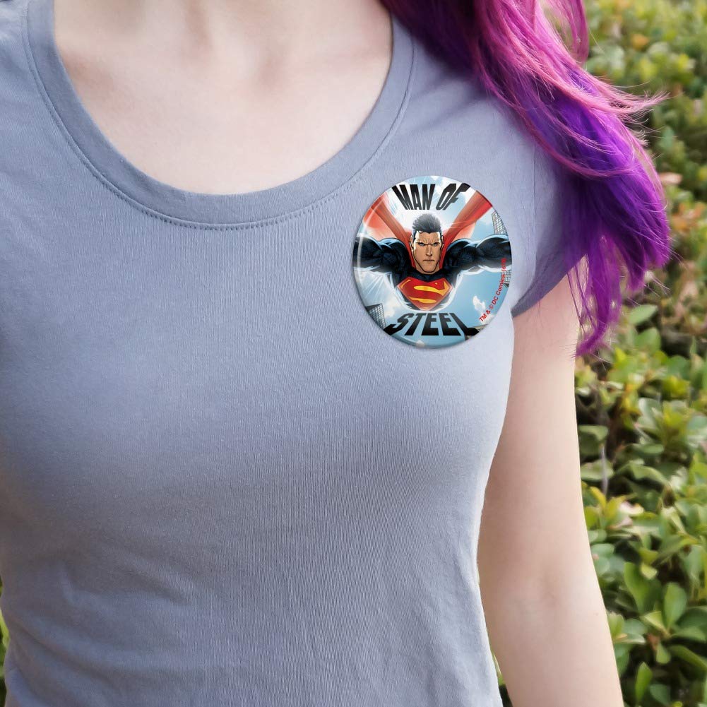 Superman Man of Steel Pinback Button - Collectible Comic Book Character Badge - Perfect for Cosplay, Conventions & Fan Merchandise