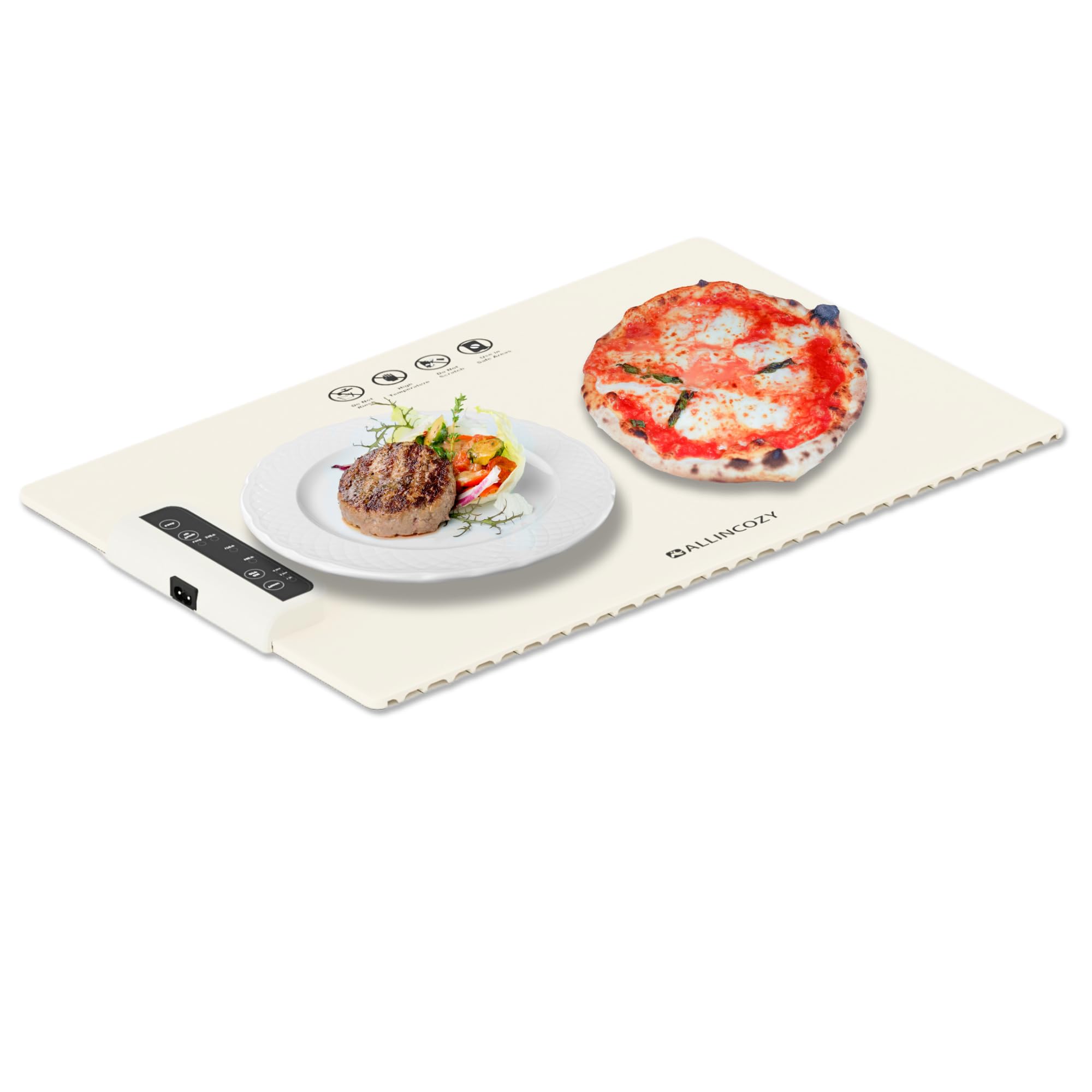ALLINCOZY Electric Food Warming Tray - Portable Buffet Warmer with Fast Heating, White Silicone Warming Plate for Parties, Dining & Home Entertaining - Keep Meals Hot at Events, Potlucks & Family Gatherings