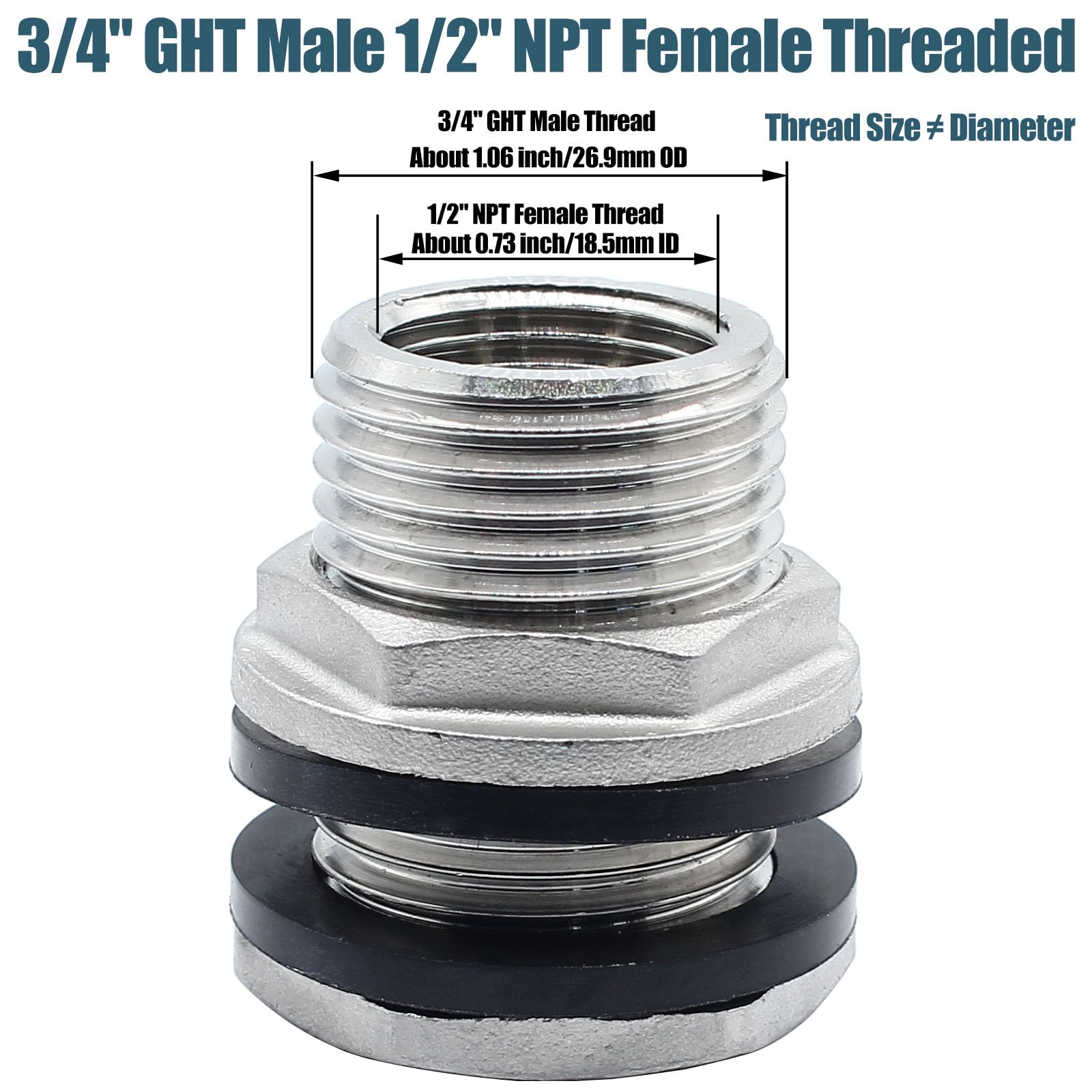 Stainless Steel Bulkhead Tank Fitting - 1/2