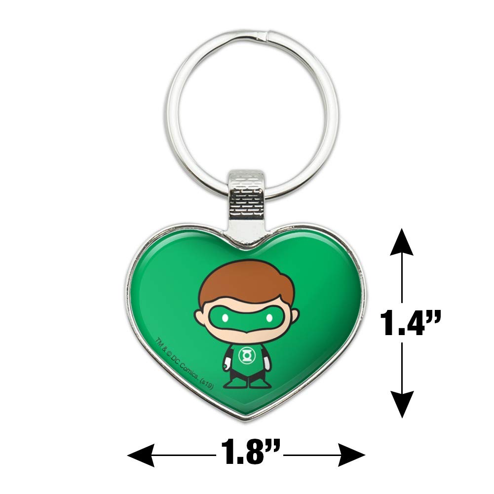 Green Lantern Cute Chibi Character Keychain - Heart Love Metal Key Ring for Cosplay, Anime Fans & Gift Giving | DC Comics Collectible Accessory for Backpacks, Keys & Purse Decor