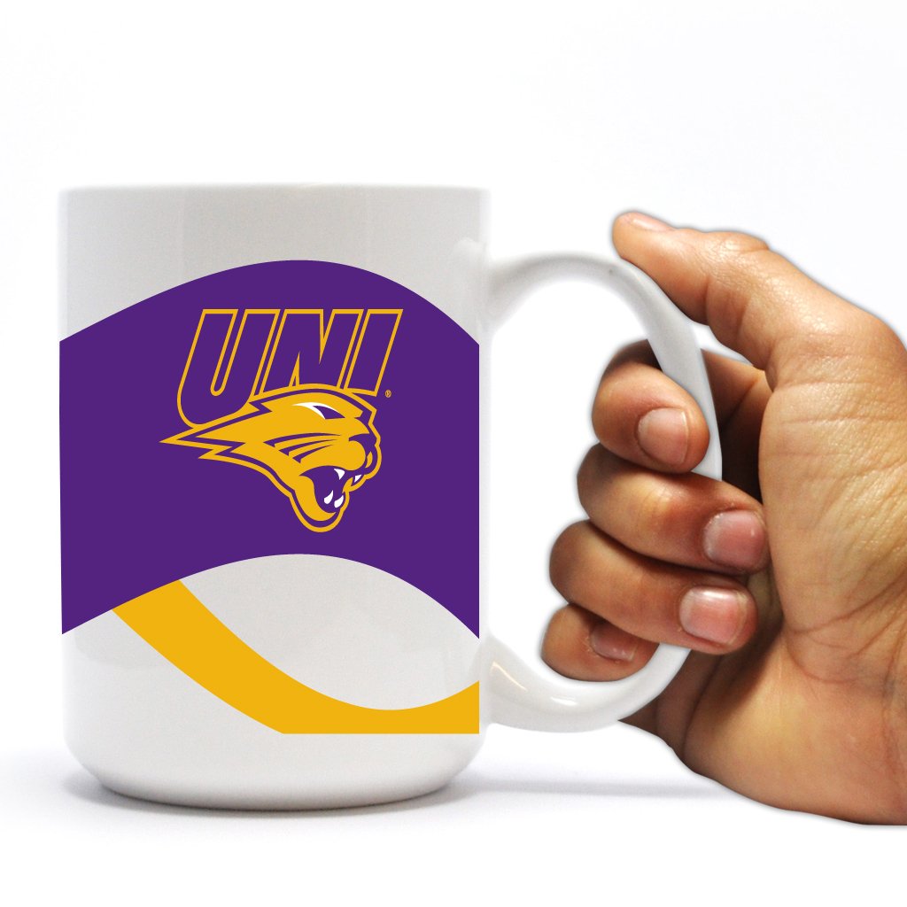 University of Northern Iowa 15oz Ceramic Coffee Mug with Wave Design - Perfect for Hot & Cold Drinks, Office, Home, or Gifts