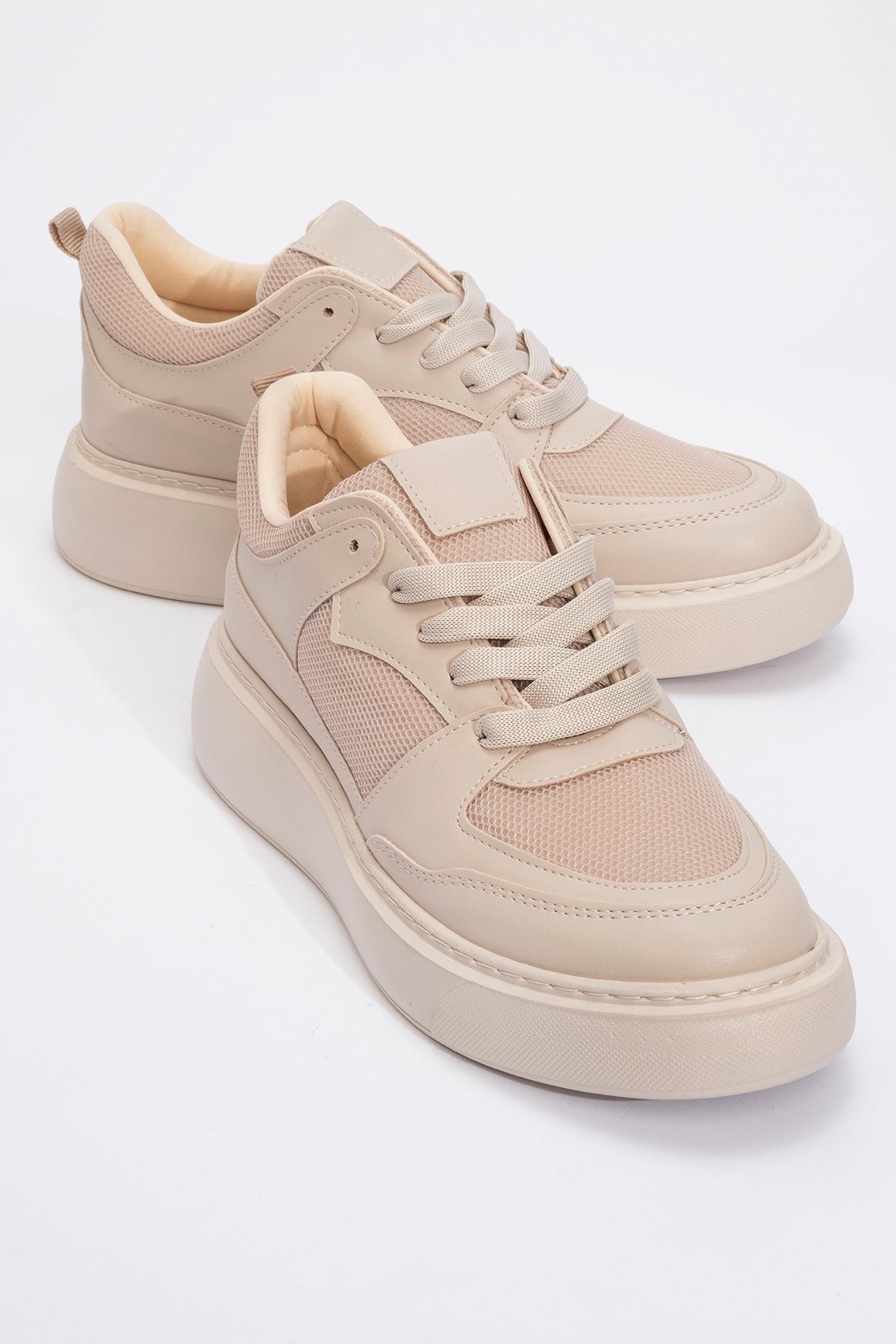 Ingrid Beige Platform Sneakers for Women - Comfortable Chunky White Sneakers with Arch Support | Perfect for Casual Outfits, Walking, and Everyday Wear