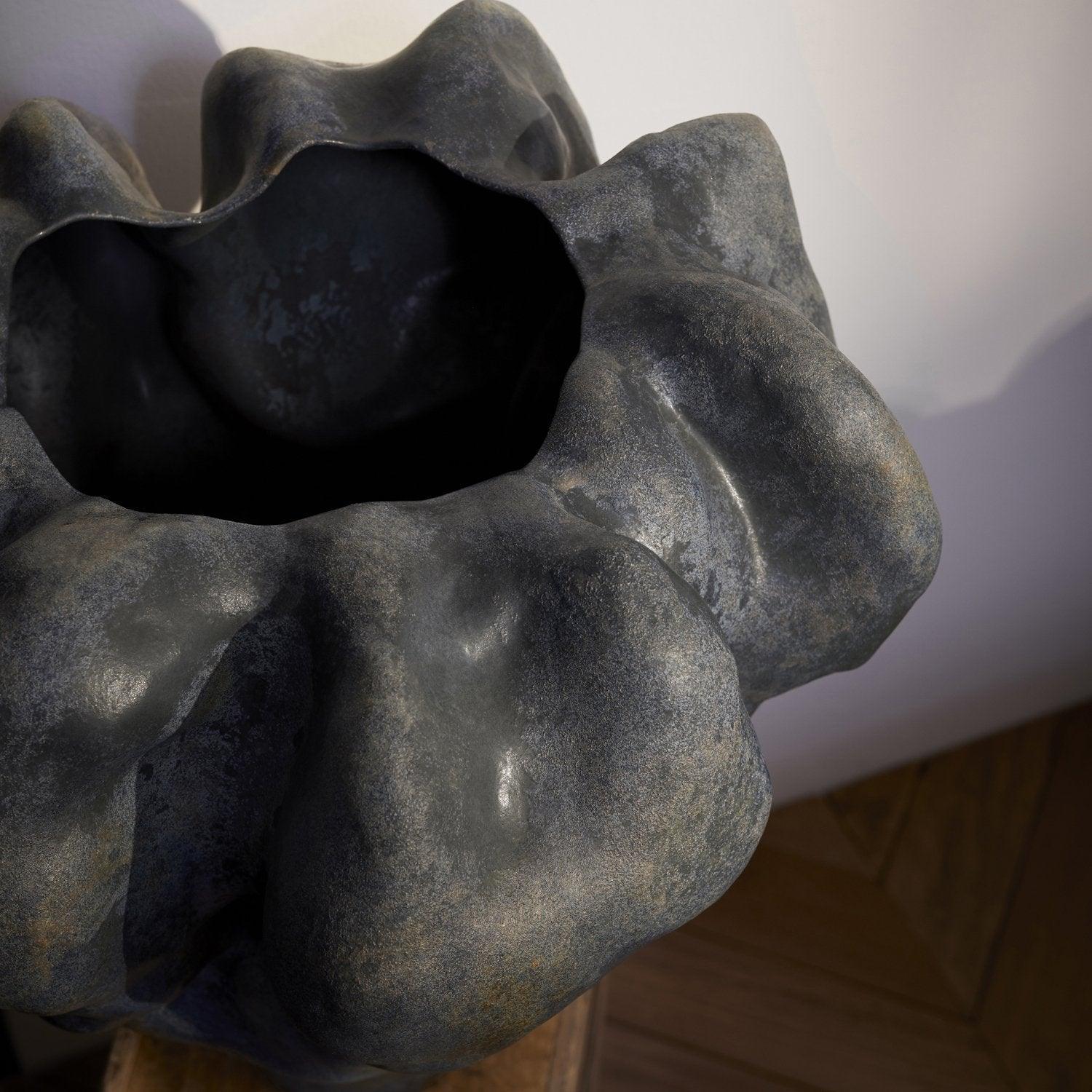 Timna Short Aged Iron Vase - Elegant Home Decor for Living Room, Dining Table & Office Desk