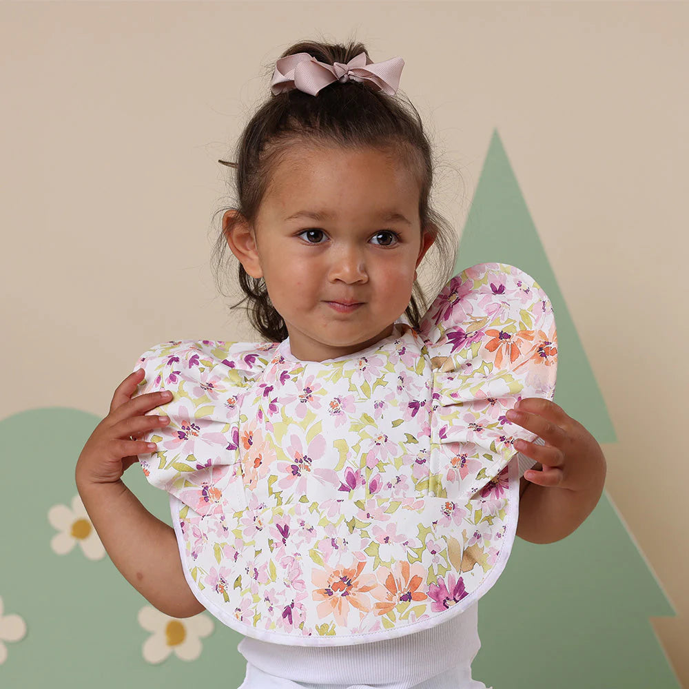 Waterproof Frill Snuggle Bib for Babies - Soft & Absorbent Drool Bib with Adjustable Snap Closure - Perfect for Feeding, Teething, and Everyday Use (Isla Style)
