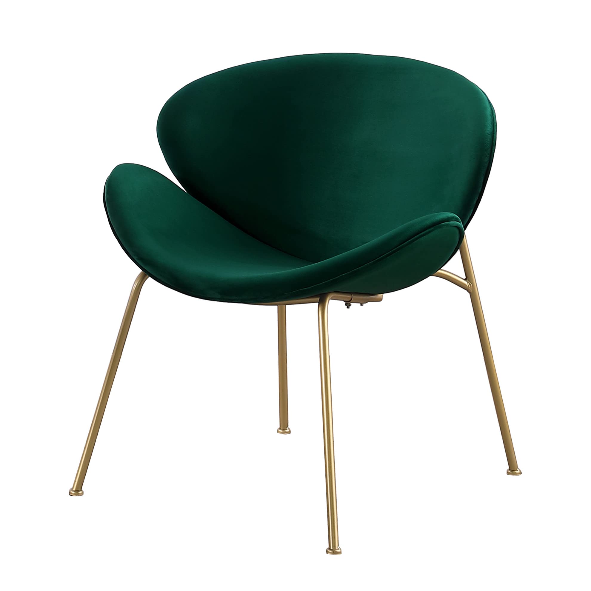 Yoluckea Velvet Vanity Chair Set of 2 - Modern Upholstered Accent Chairs with Gold Metal Legs for Living Room, Bedroom, Makeup Desk | Elegant Arced Seat & Back Design | Perfect for Dining Room, Kitchen, Home Office Decor (Green)